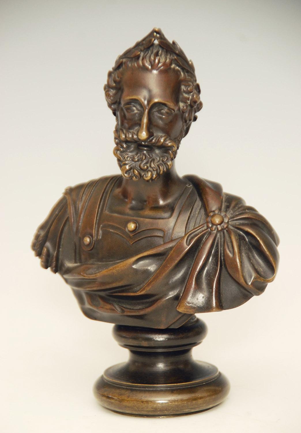 A small French bronze of a Roman male, late 19th century, superbly detailed cast.

Measures: 6.75 inches high.

Price includes free shipping to anywhere in the world.
