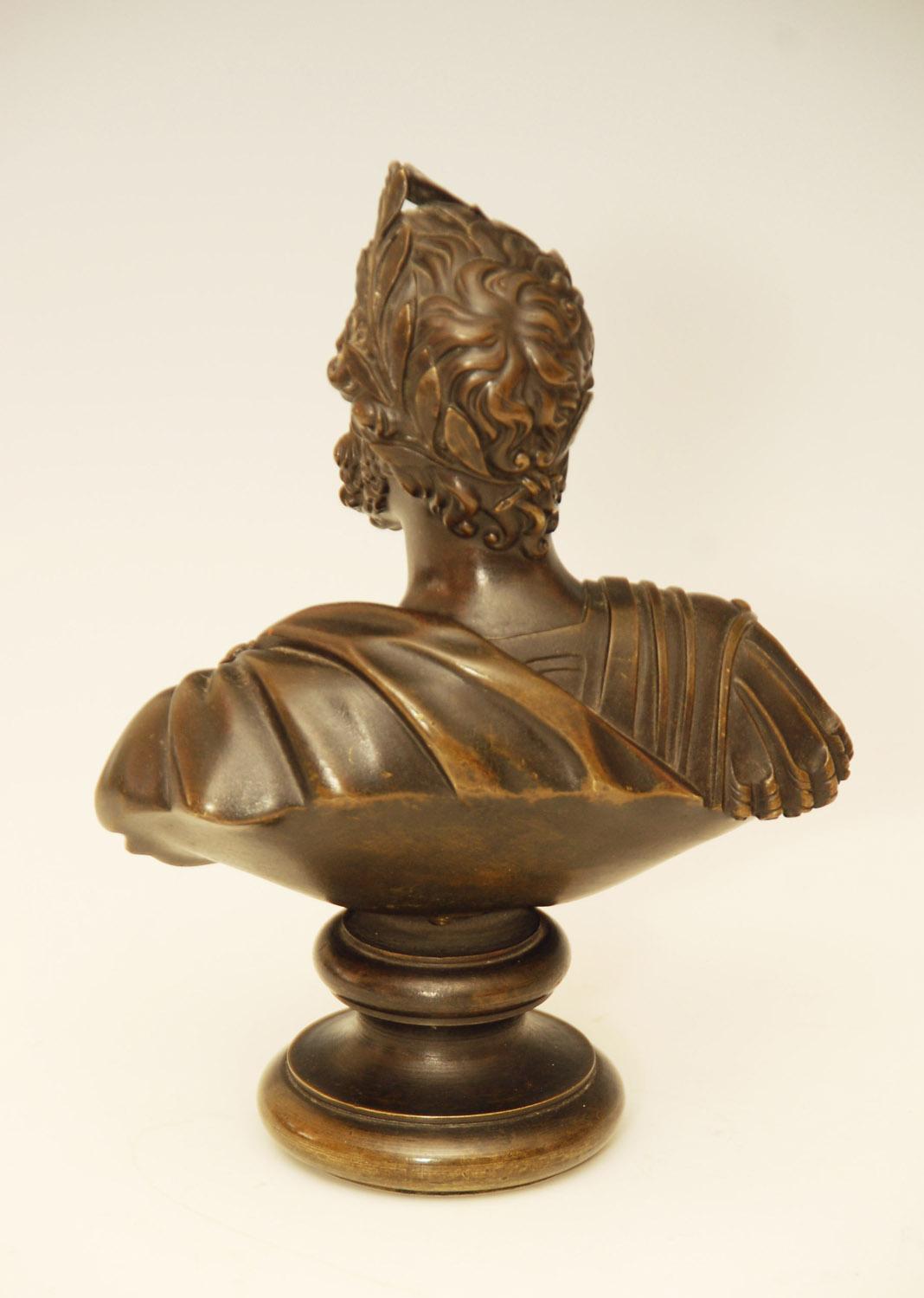 Bronze Bust of a Roman Male with Laurel Garland In Good Condition For Sale In Brighton, GB