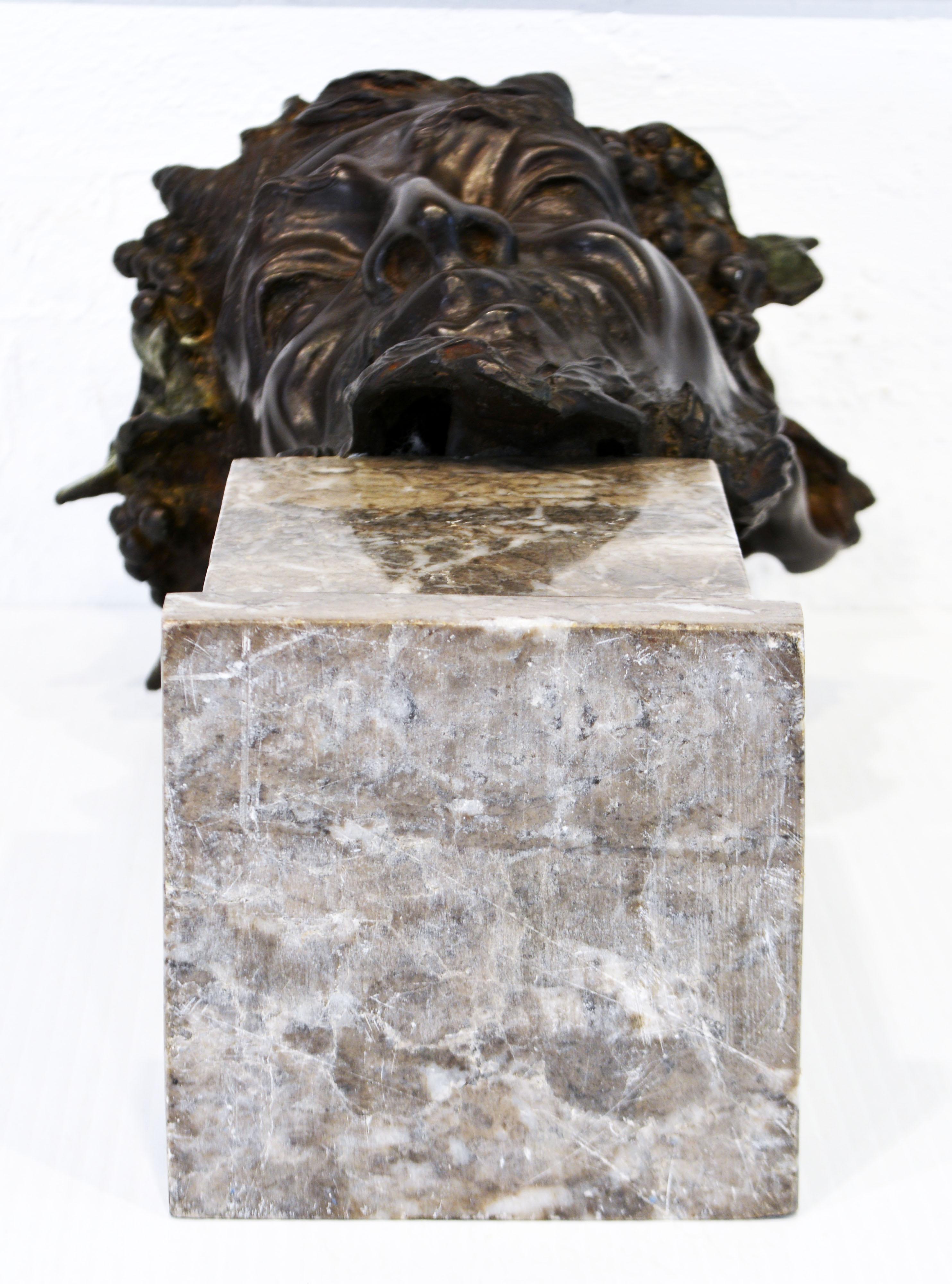 Bronze Bust of a Smiling Satyr by Vincenzo Gemito on Marble Base, Late 19th C 7