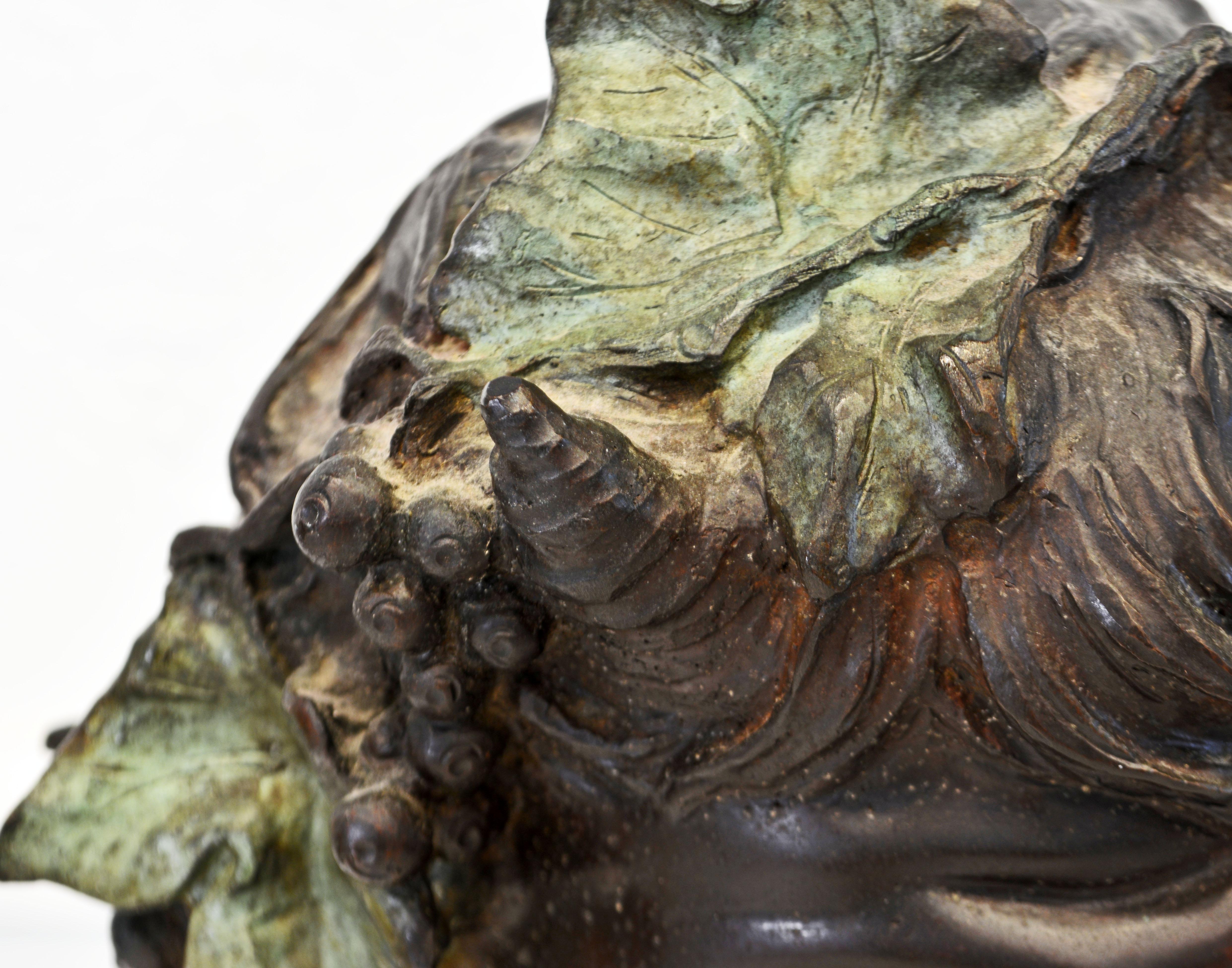 Buste en bronze d'un satyre souriant de Vincenzo Gemito sur socle en marbre, fin du 19ème siècle 1