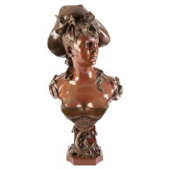 Bronzebüste einer jungen Dame, Frankreich, von Alphonse Henri Nelson, Ende des 19. Jahrhunderts