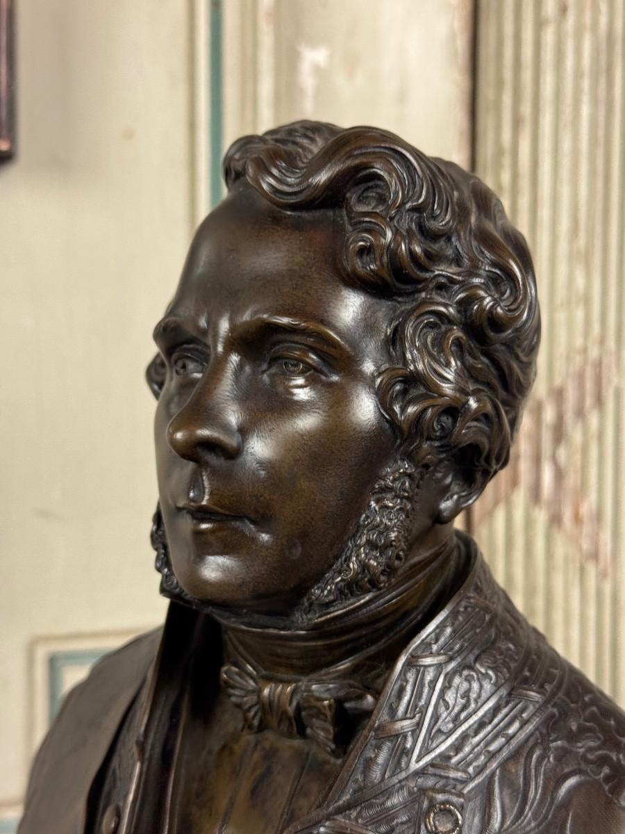 Marble Bronze bust of Admiral Hucos, signed Dubray 1854 For Sale
