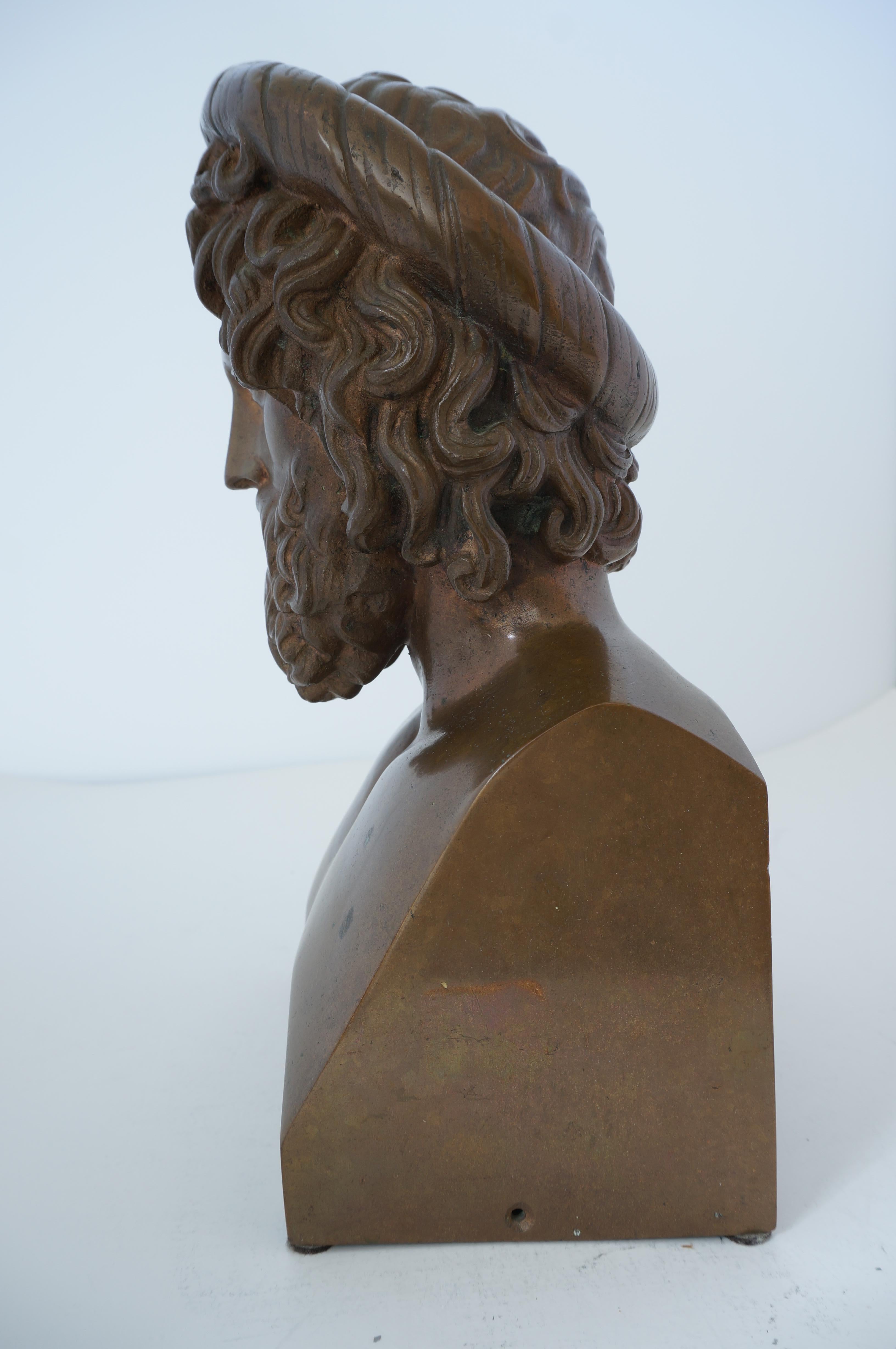 German Bronze Bust of Aeskulap For Sale