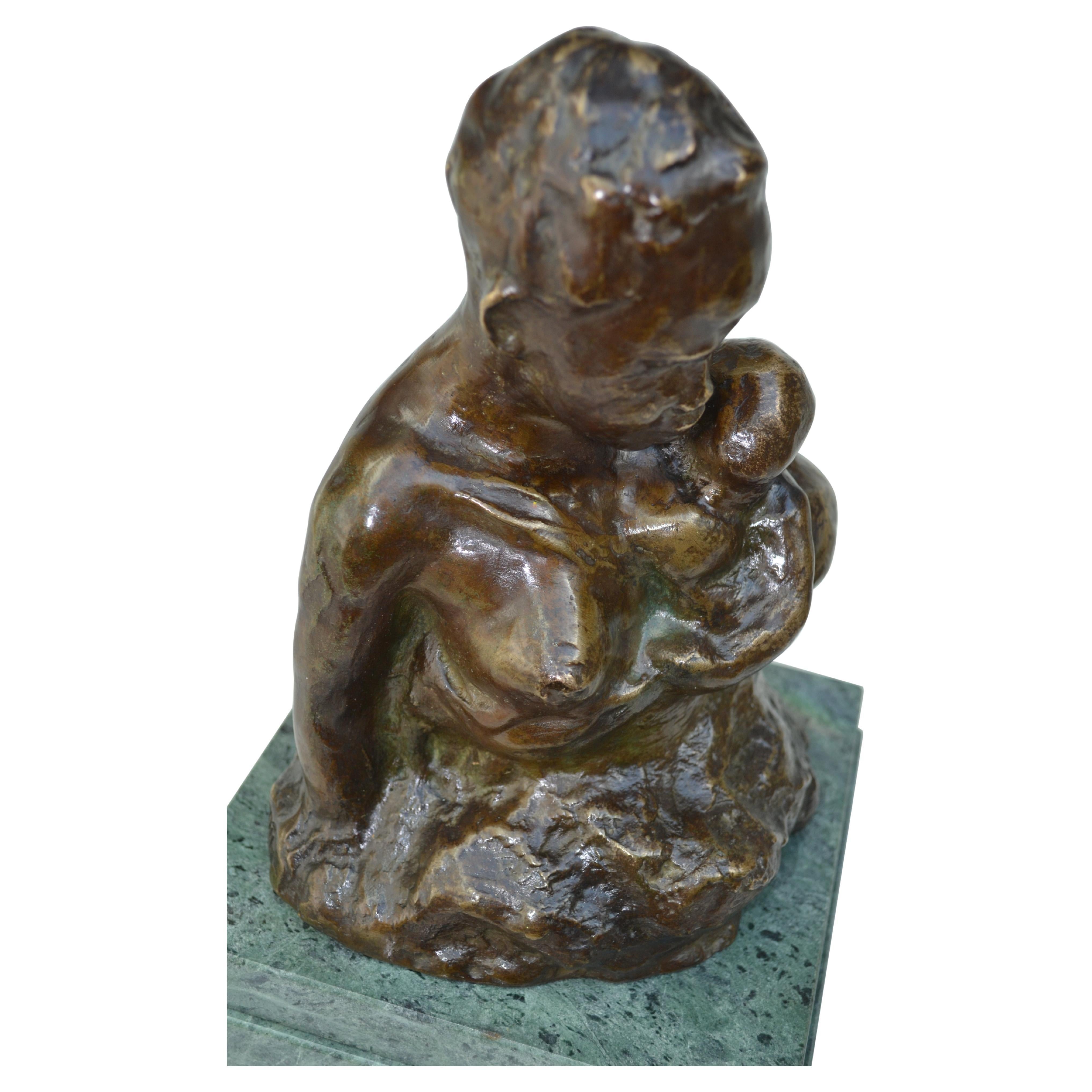 French Bronze Bust of an African Mother Breastfeeding her Child signed Gardon For Sale