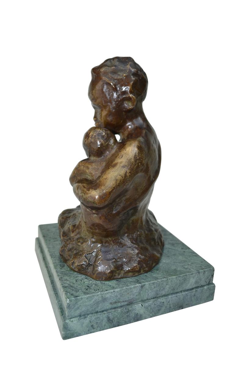 Bronze Bust of an African Mother Breastfeeding her Child signed Gardon For Sale 2