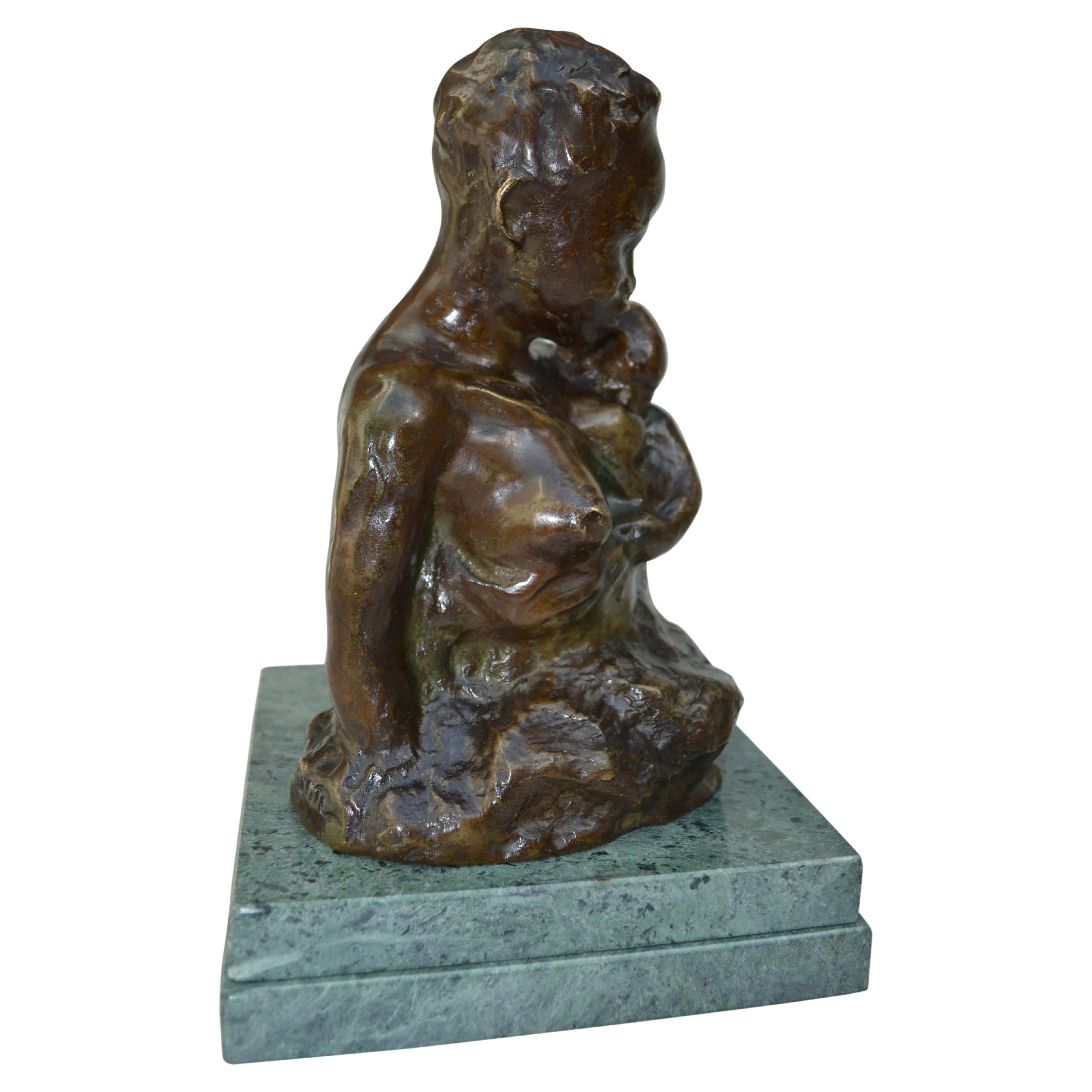Bronze Bust of an African Mother Breastfeeding her Child signed Gardon For Sale