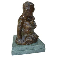 Bronze Bust of an African Mother Breastfeeding her Child signed Gardon