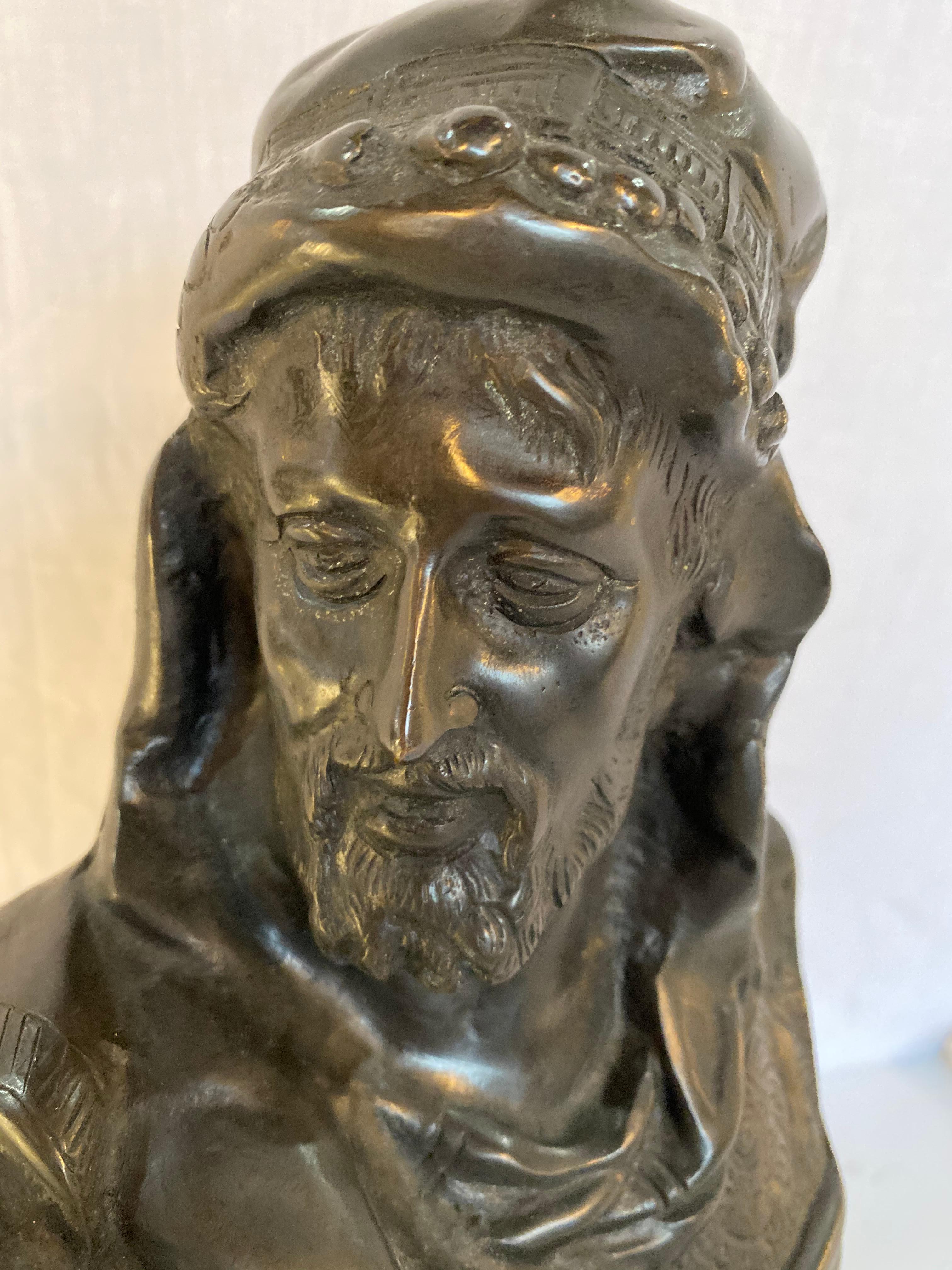 Bronze bust of an Arabian man on marble plinth. A finely cast bronze of an Arab from the 1920s.