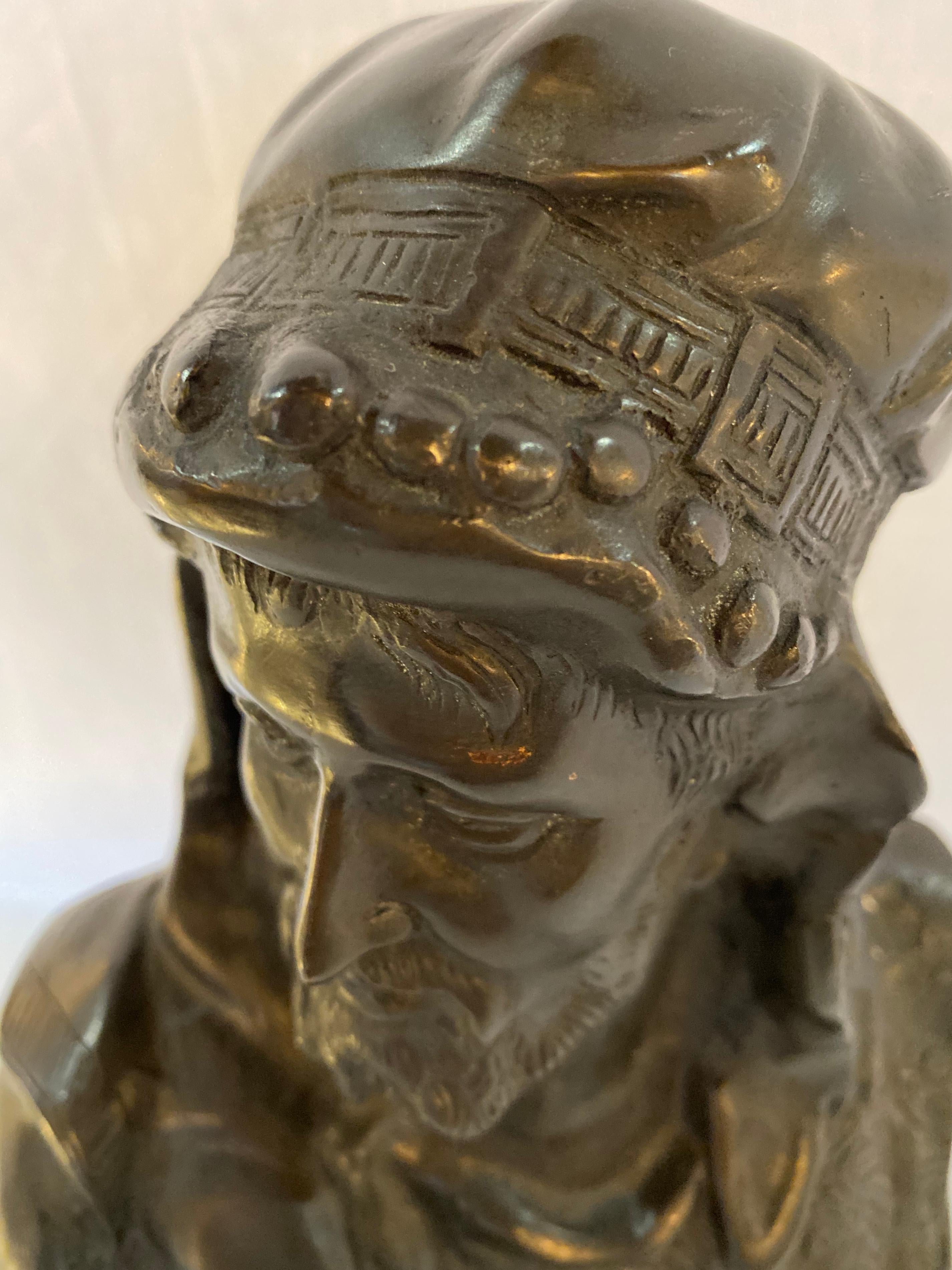 Belle Époque Bronze Bust of an Arabian Man on Marble Plinth