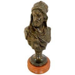 Bronze Bust of an Arabian Man on Marble Plinth