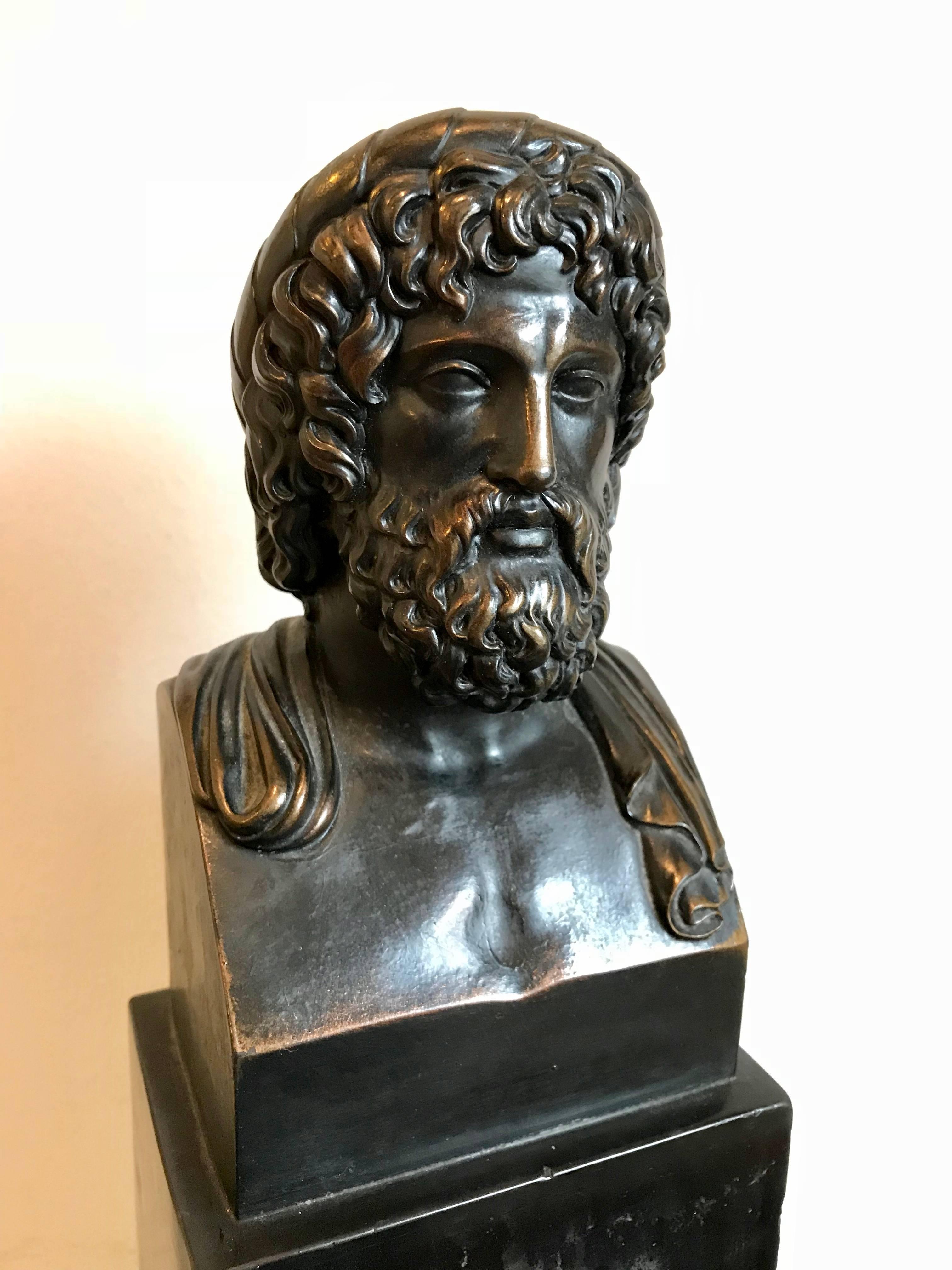 Neoclassical Bronze Bust of Asclepius, Greek God of Healing, Medicine and Physicians