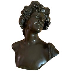Bronze Bust of Bacchus the God of Wine and Intoxication, 19th Century