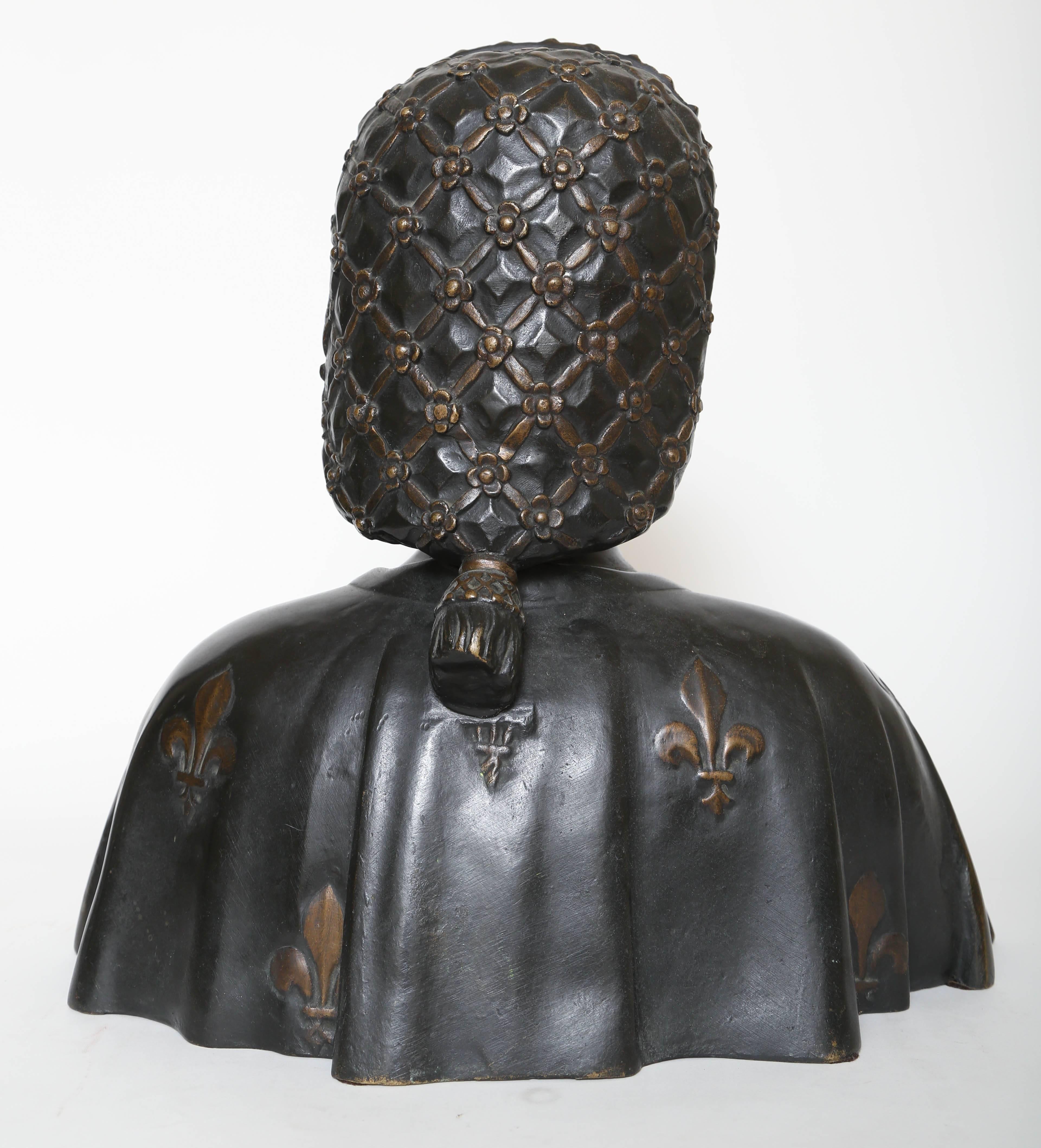 European Bronze Bust of Catherine de Medici