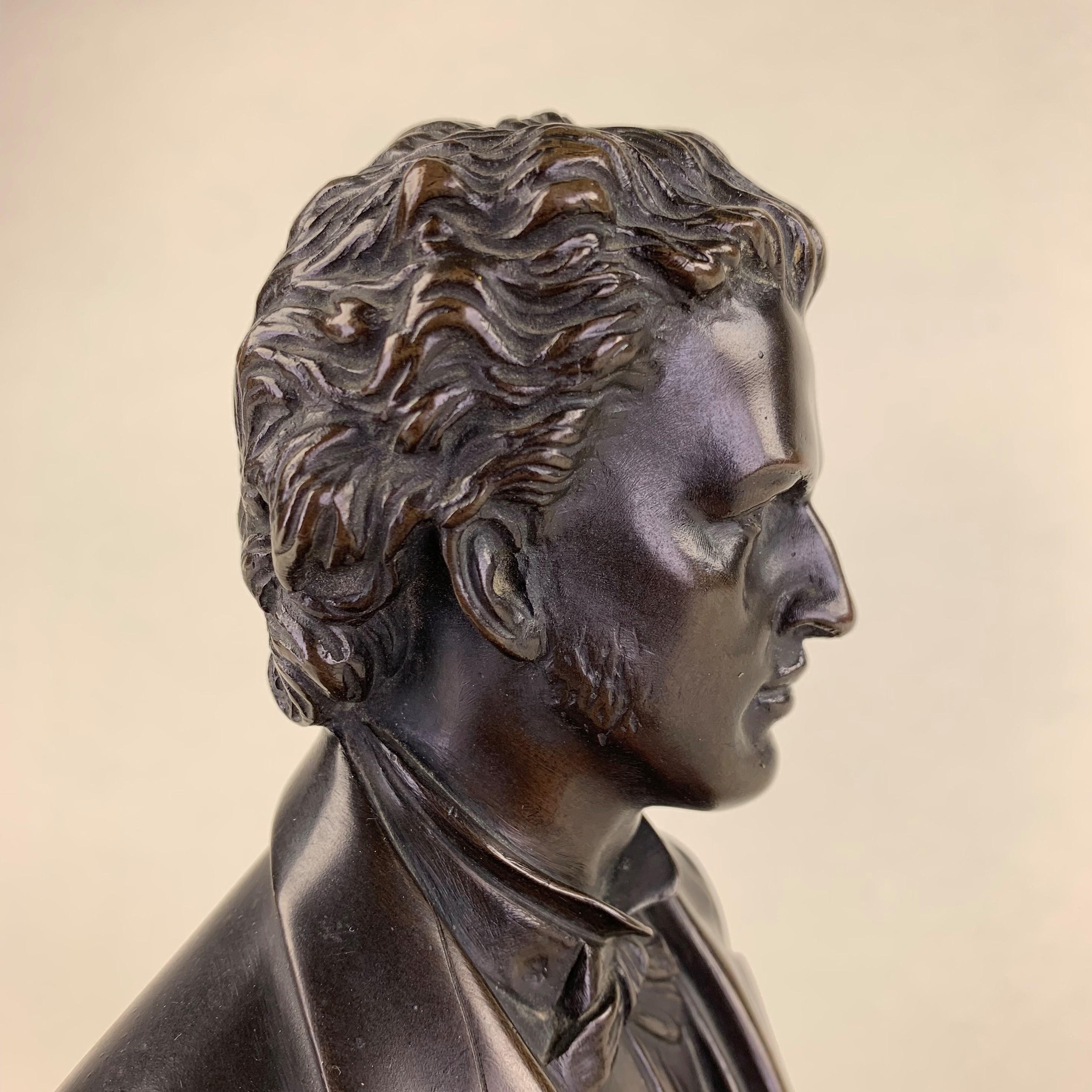 Cast Bronze Bust of Chopin For Sale