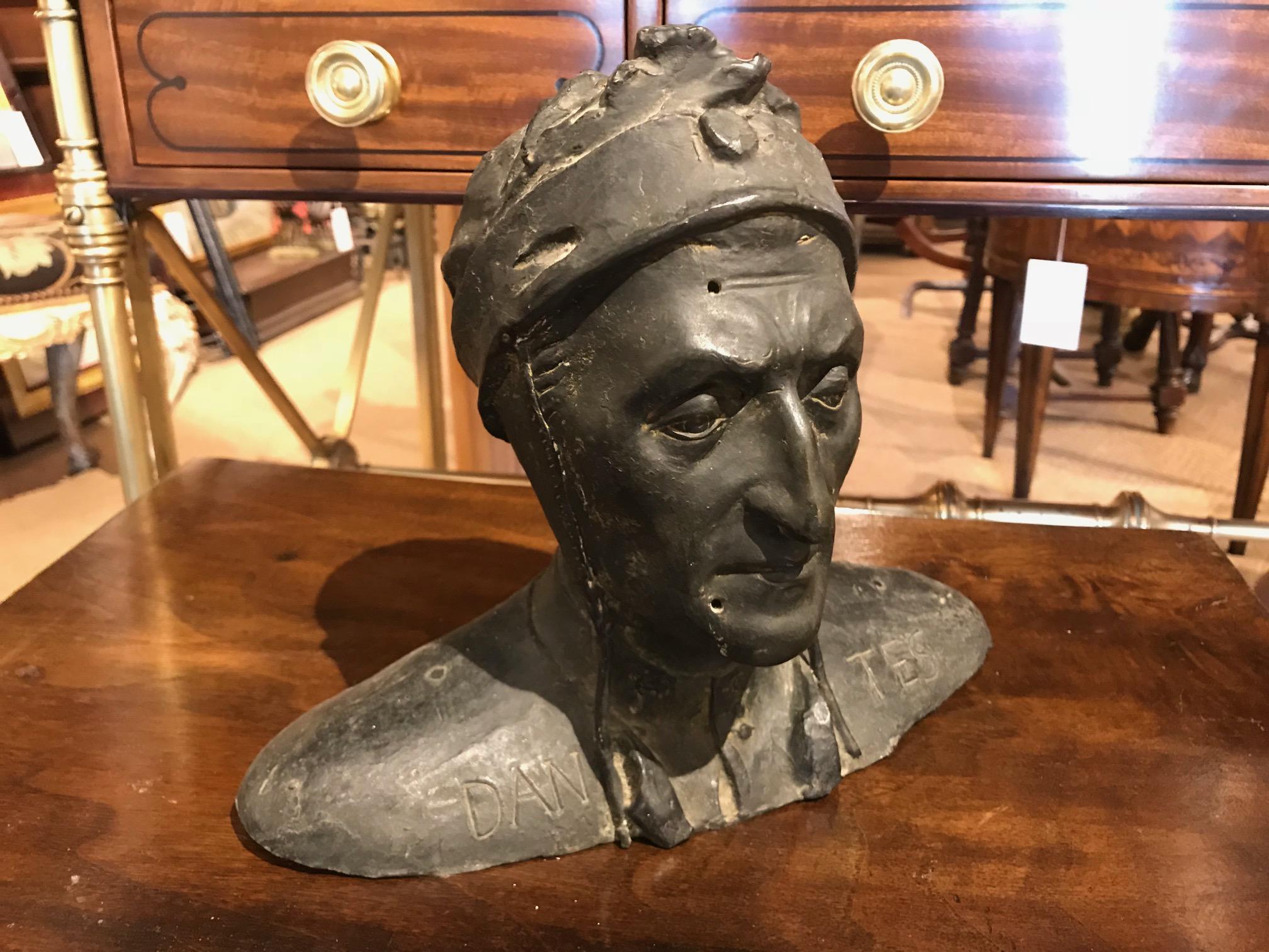 Italian Bronze Bust of Dante Alighieri