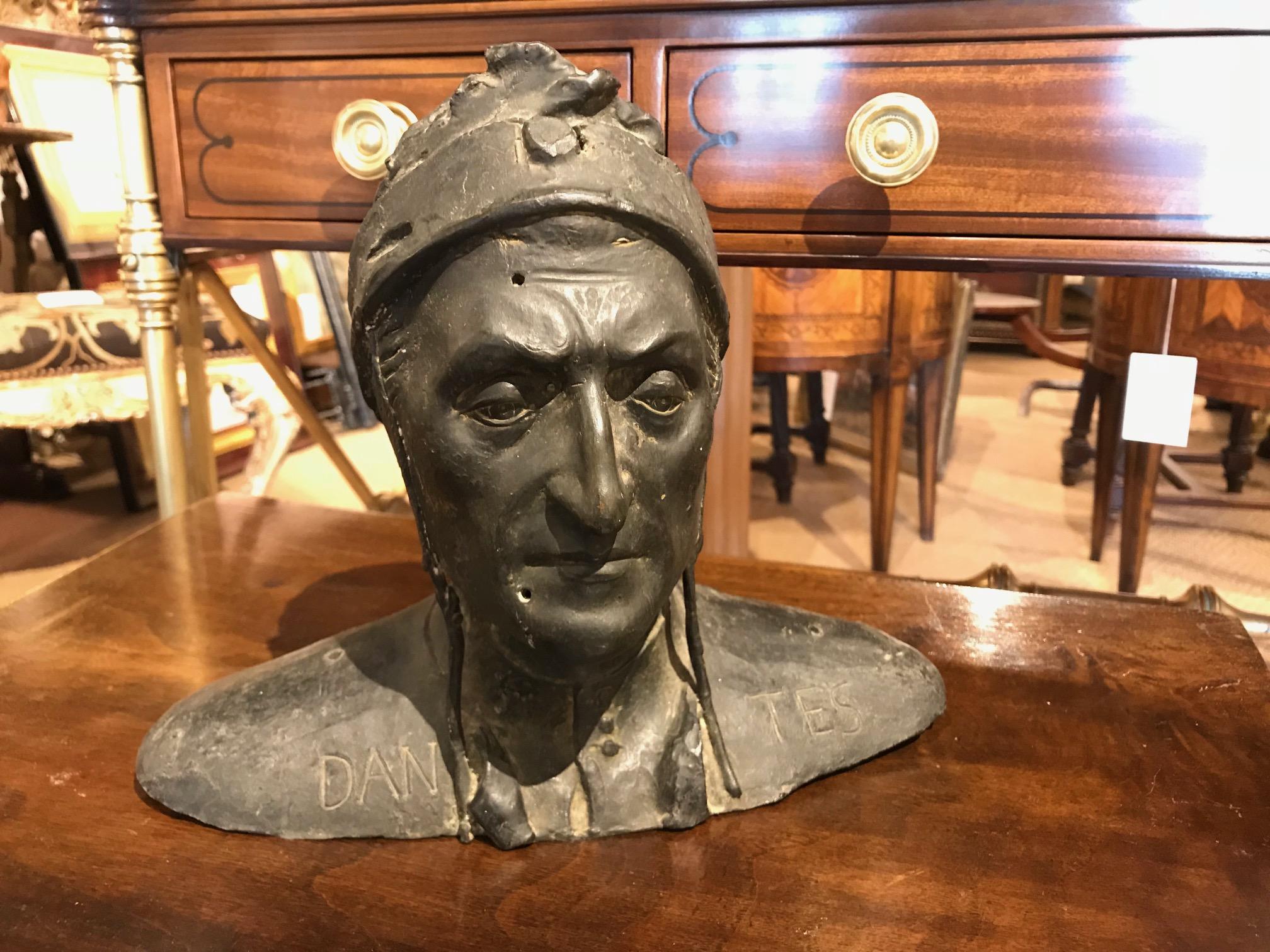 Cast Bronze Bust of Dante Alighieri