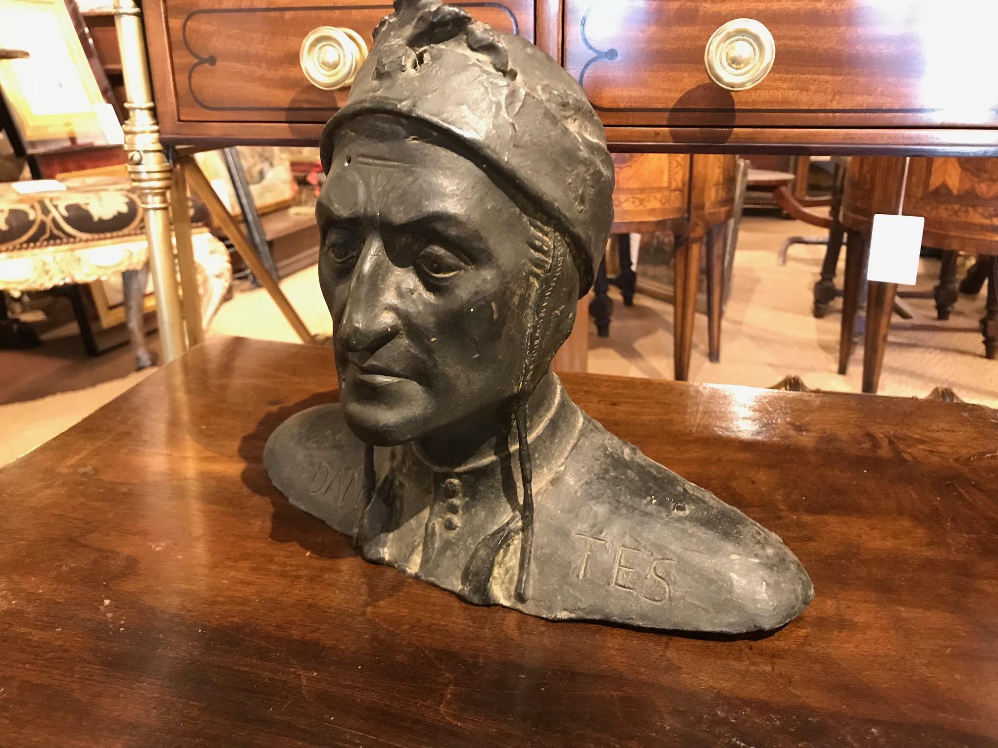 Bronze Bust of Dante Alighieri In Excellent Condition In Stamford, CT