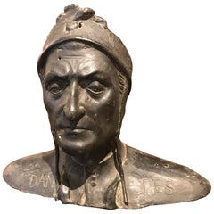 Antique Bronze Bust of Dante Alighieri