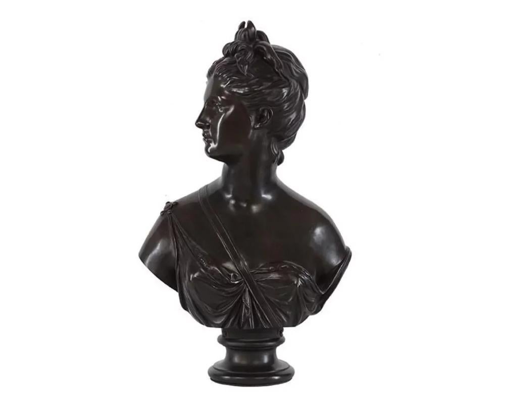 French Bronze Bust of Diana After Jean Antoine Houdon