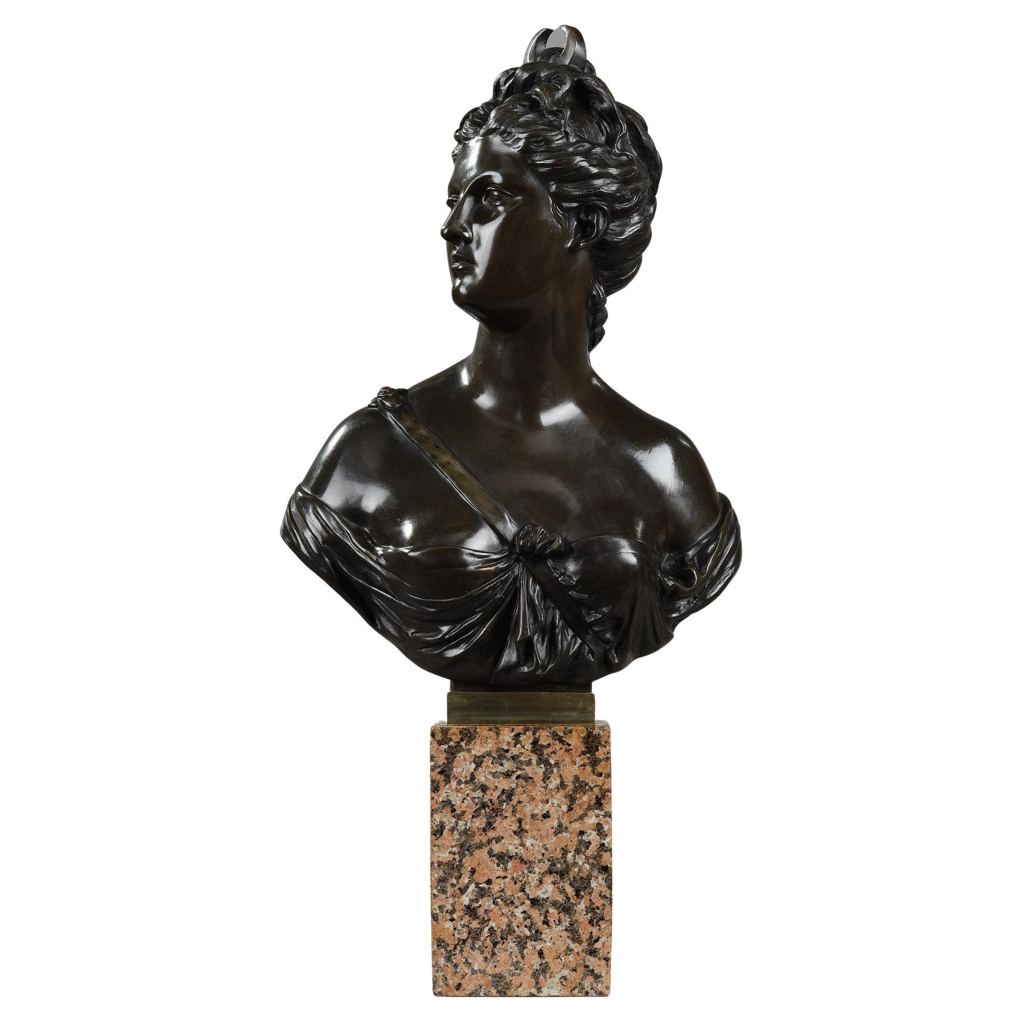 Bronze Bust of "Diana the Huntress" After Houdon
