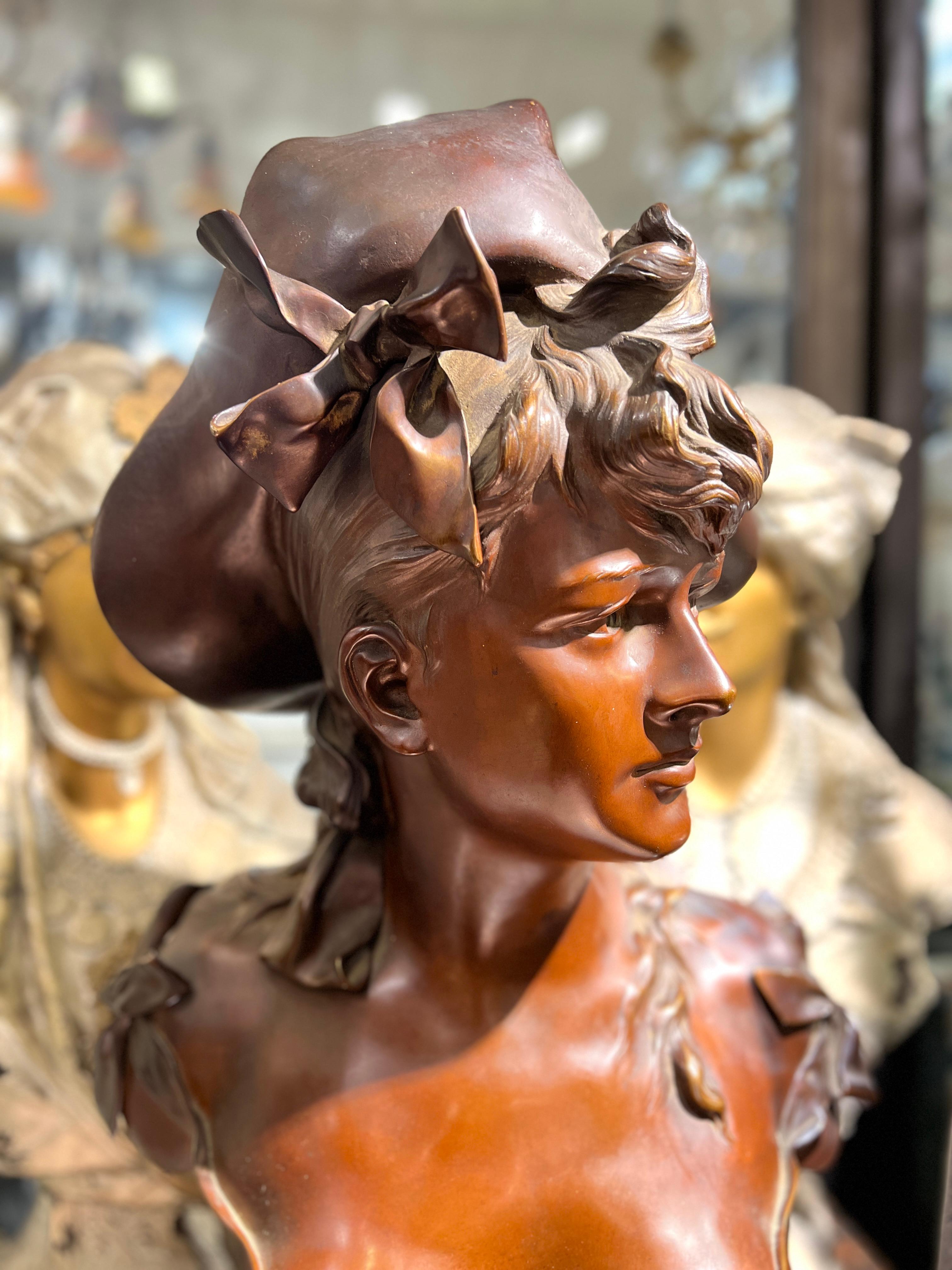 Busto in bronzo di bellezza francese del periodo Luigi XV dopo Henri Alphonse Nelson in vendita 5