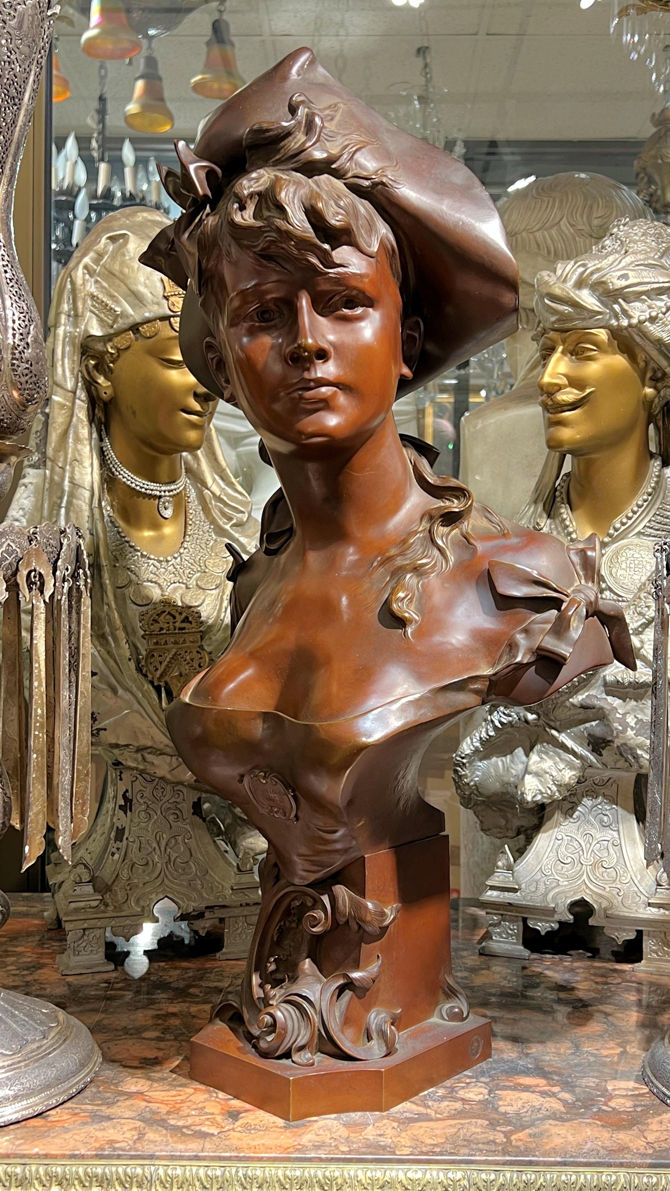 Busto in bronzo di bellezza francese del periodo Luigi XV dopo Henri Alphonse Nelson In condizioni buone in vendita a New York, NY