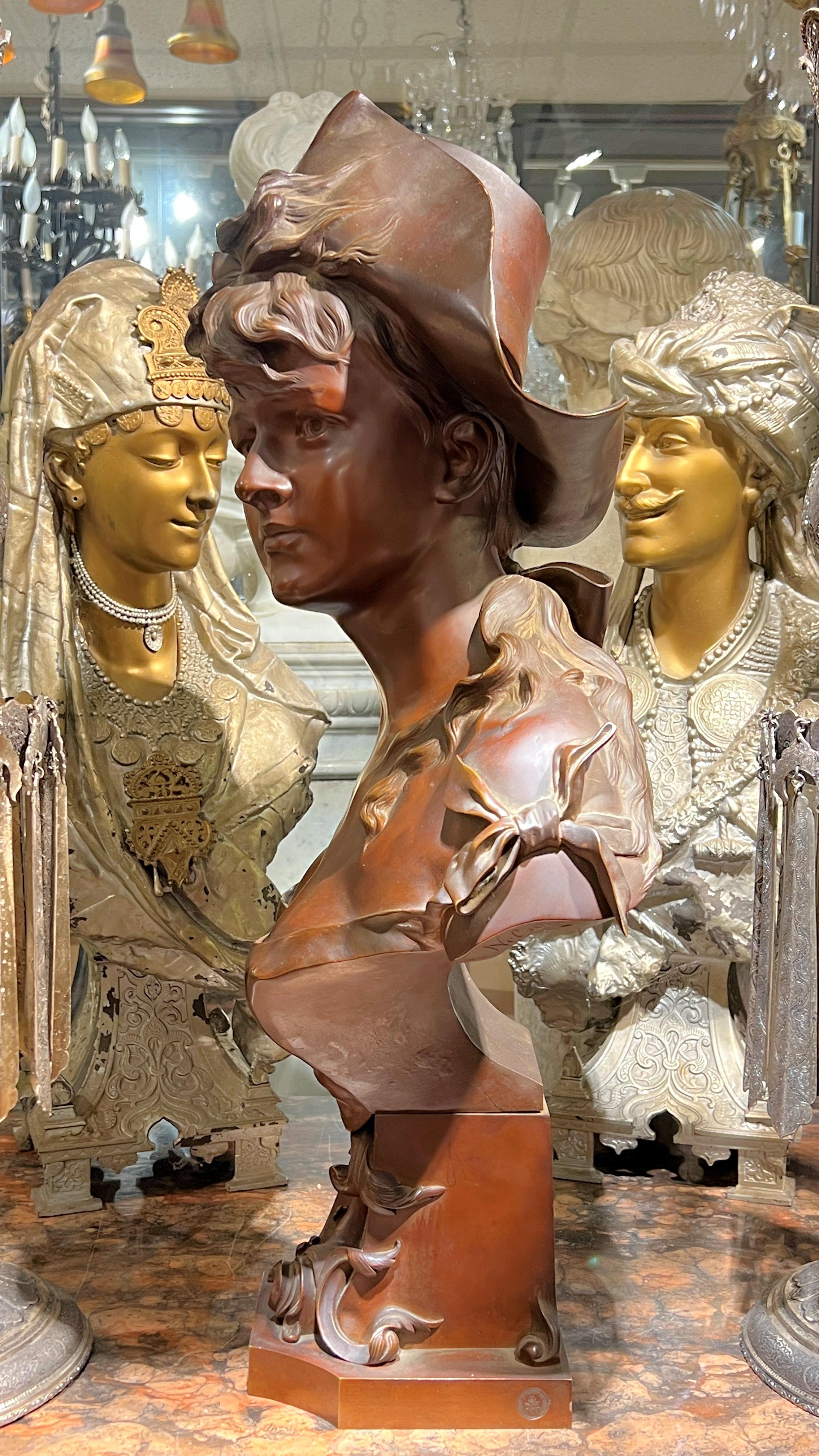 XX secolo Busto in bronzo di bellezza francese del periodo Luigi XV dopo Henri Alphonse Nelson in vendita