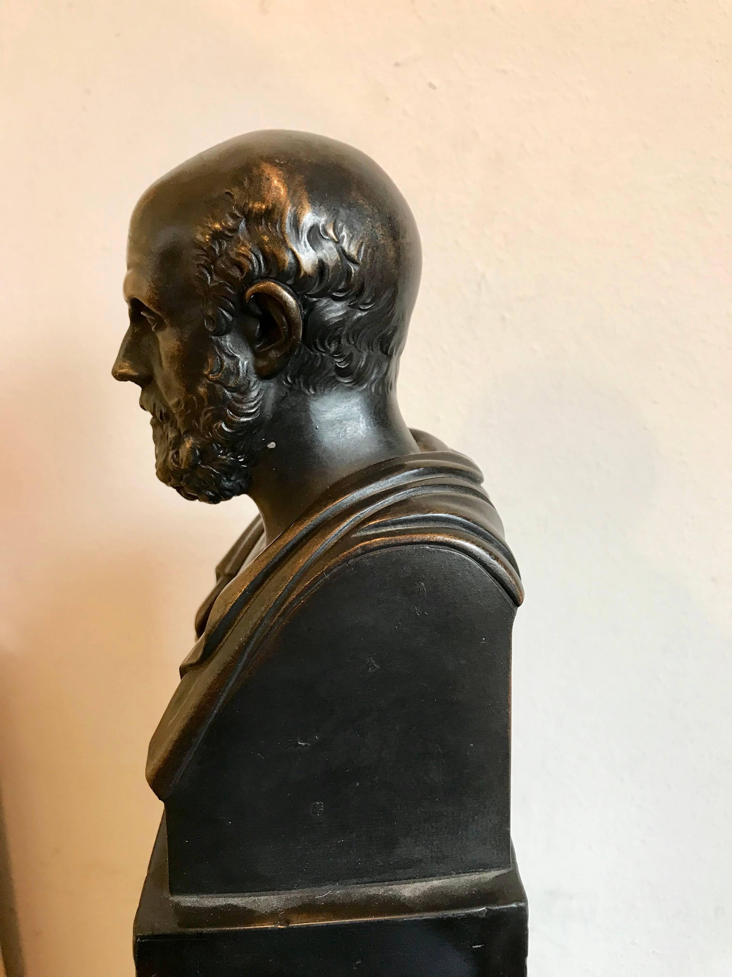 Néoclassique Buste en bronze d'Hippocrate:: 