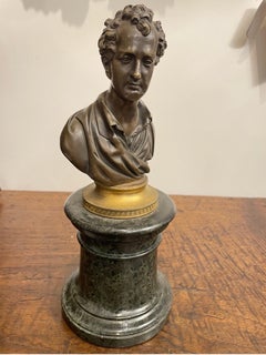 Bronze Bust of Johan Joachim Winckelmann on a Verde Marble Pedestal 20th Century