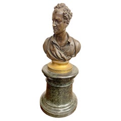 Bronze Bust of Johan Joachim Winckelmann on a Verde Marble Pedestal 20th Century