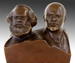 Bronze Bust of Karl Marx and Vladimir Lenin, 20th Century