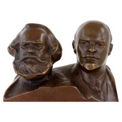 Bronze Bust of Karl Marx and Vladimir Lenin, 20th Century