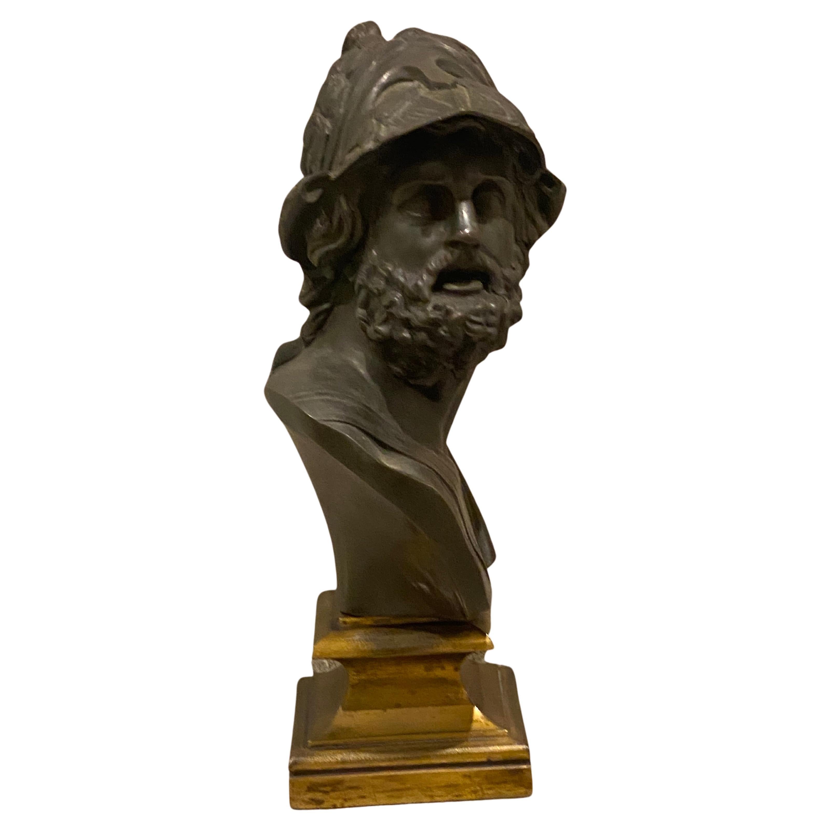 Bronze Bust of Menelaus King of Sparta Grand Tour, circa 19th Century In Good Condition For Sale In London, GB