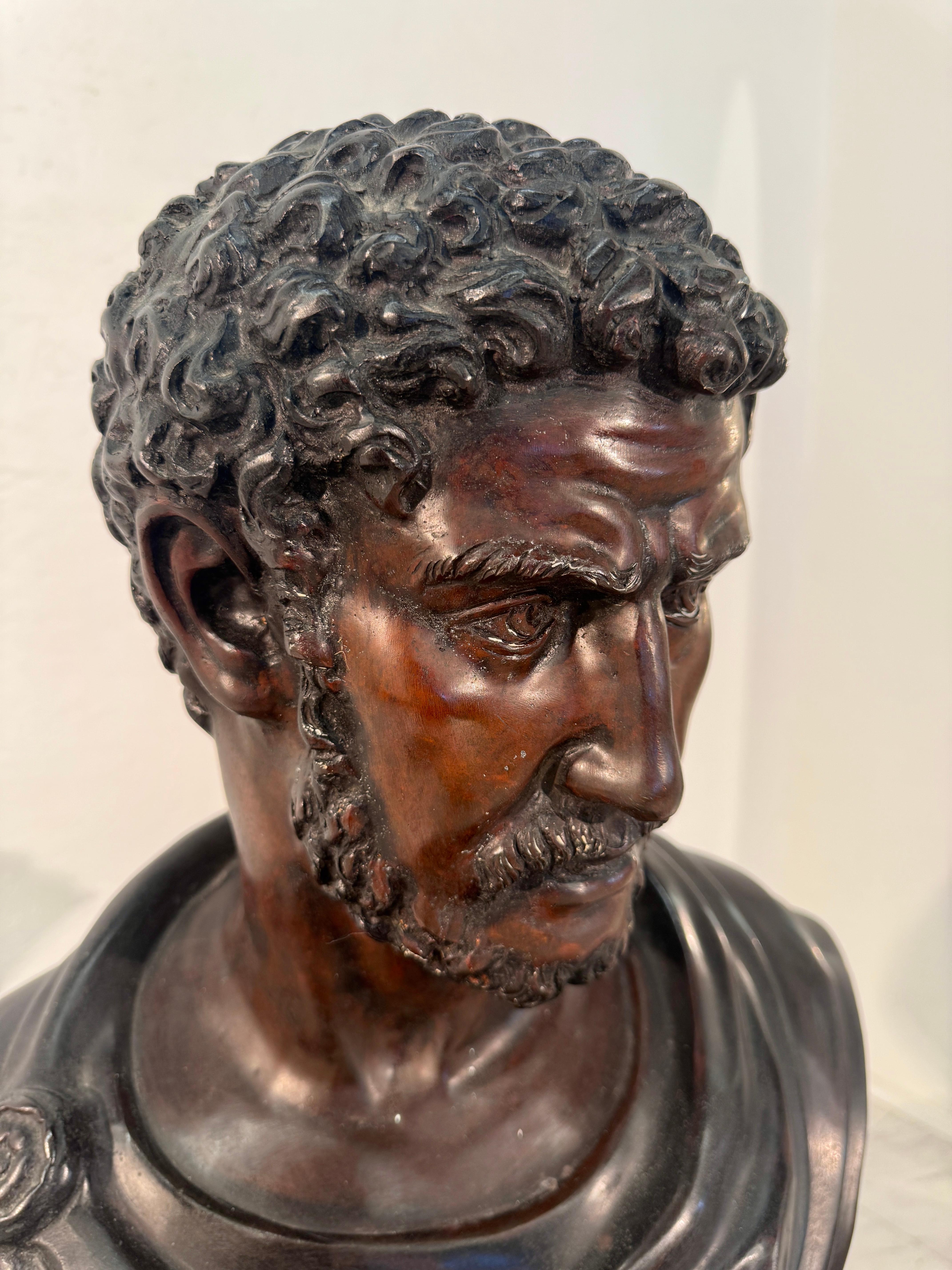 Bronze Bust of Roman Emperor Caracalla on Marble Base For Sale 1