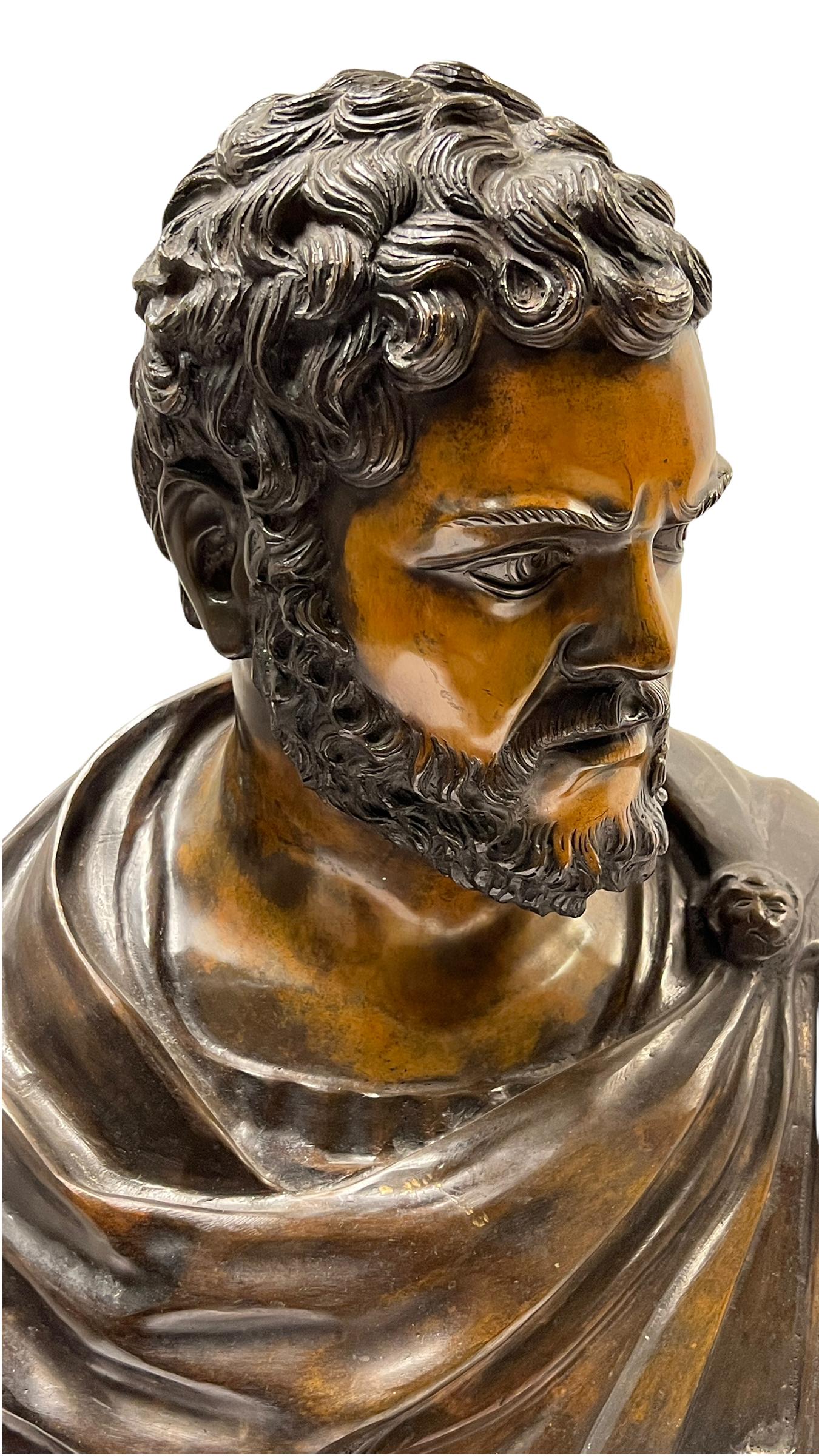Classical Roman Bronze Bust of Roman Emperor For Sale