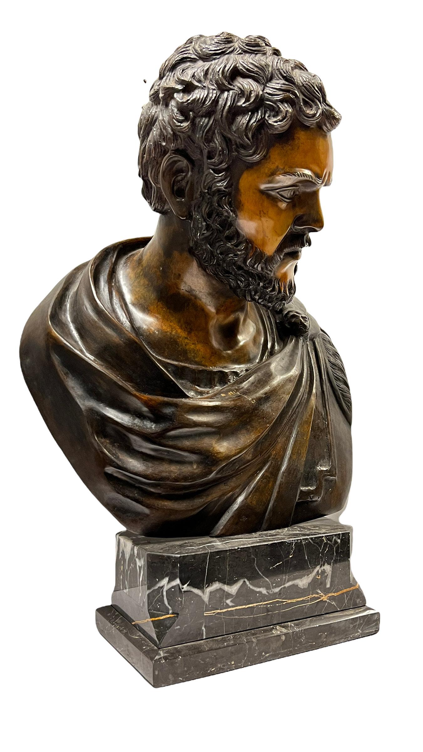 Bronze Bust of Roman Emperor In Good Condition For Sale In New York, NY
