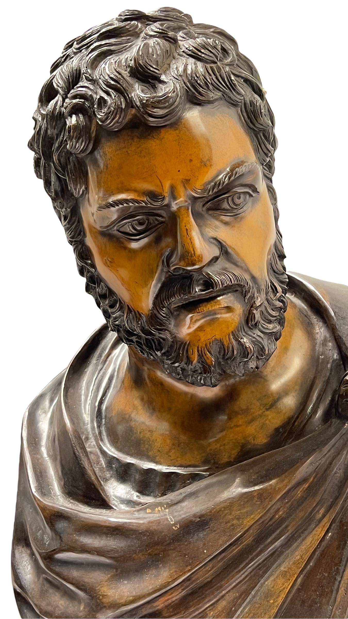 20th Century Bronze Bust of Roman Emperor For Sale