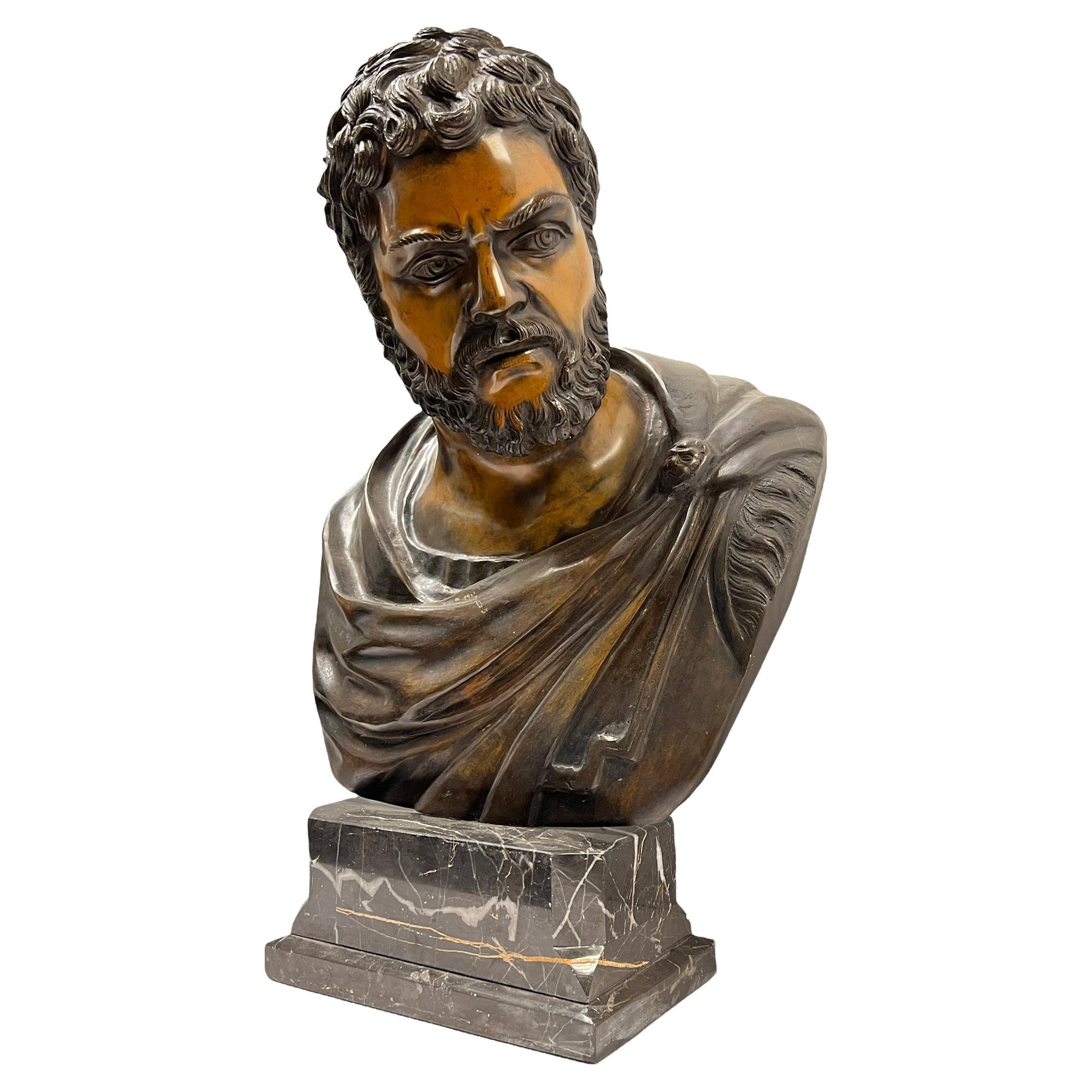 Bronze Bust of Roman Emperor For Sale