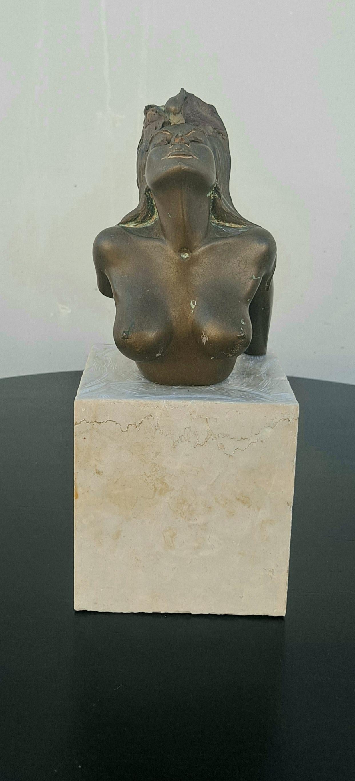 Mid-Century Modern Bronze Bust of the Women For Sale