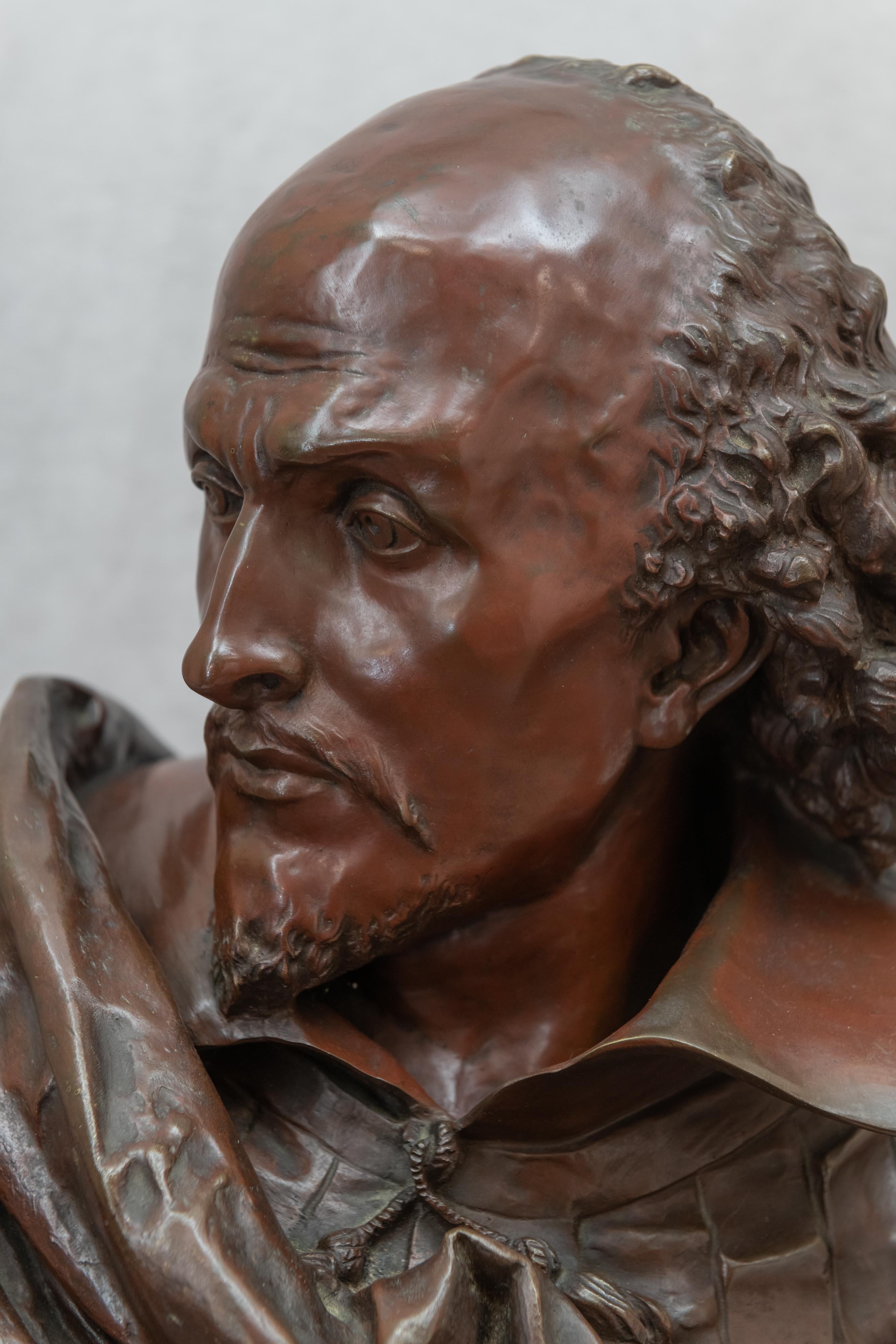 Bronze Bust of Wm. Shakespeare, French, Late 19th Century by Carrier Belleuse 6
