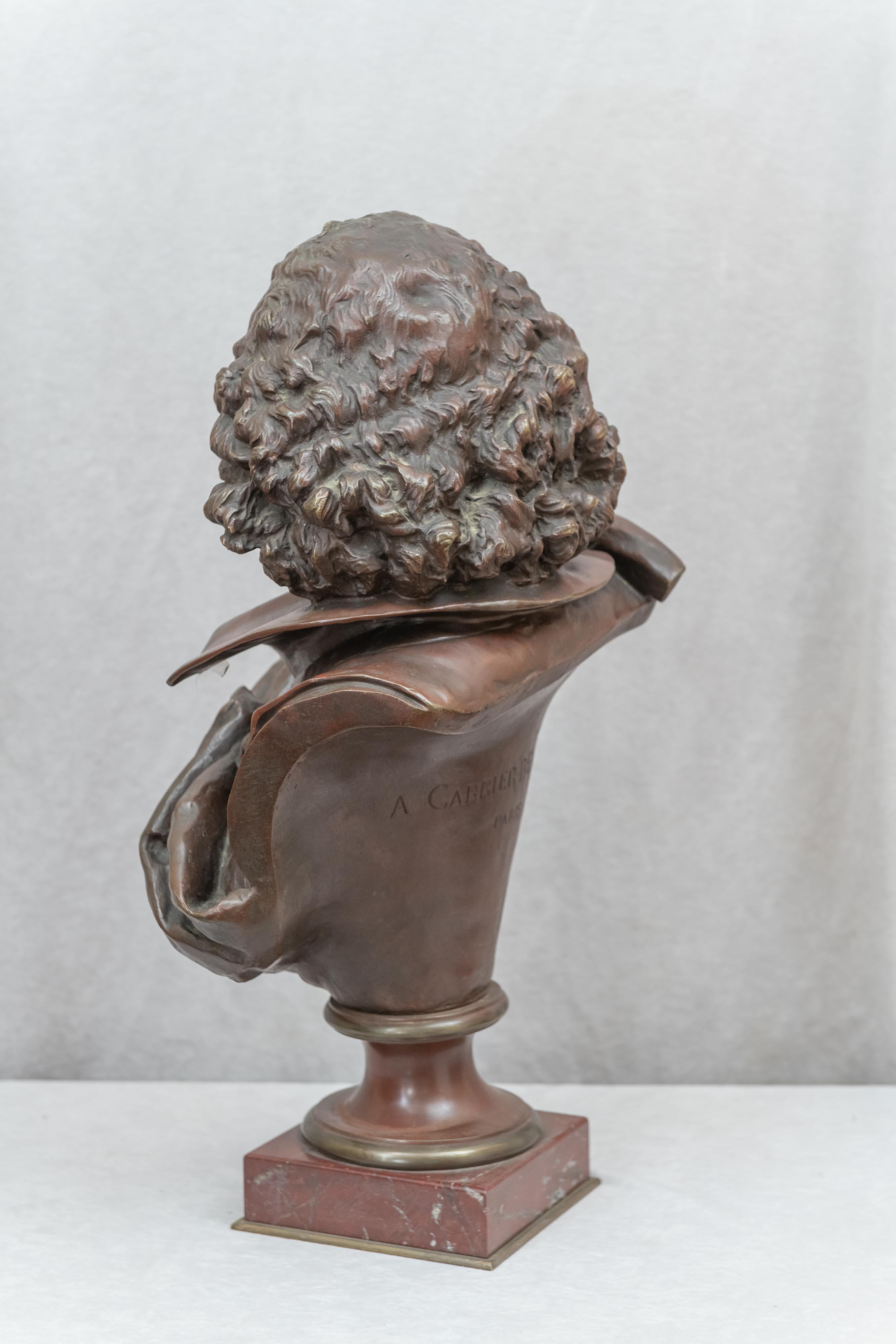 Bronze Bust of Wm. Shakespeare, French, Late 19th Century by Carrier Belleuse 3