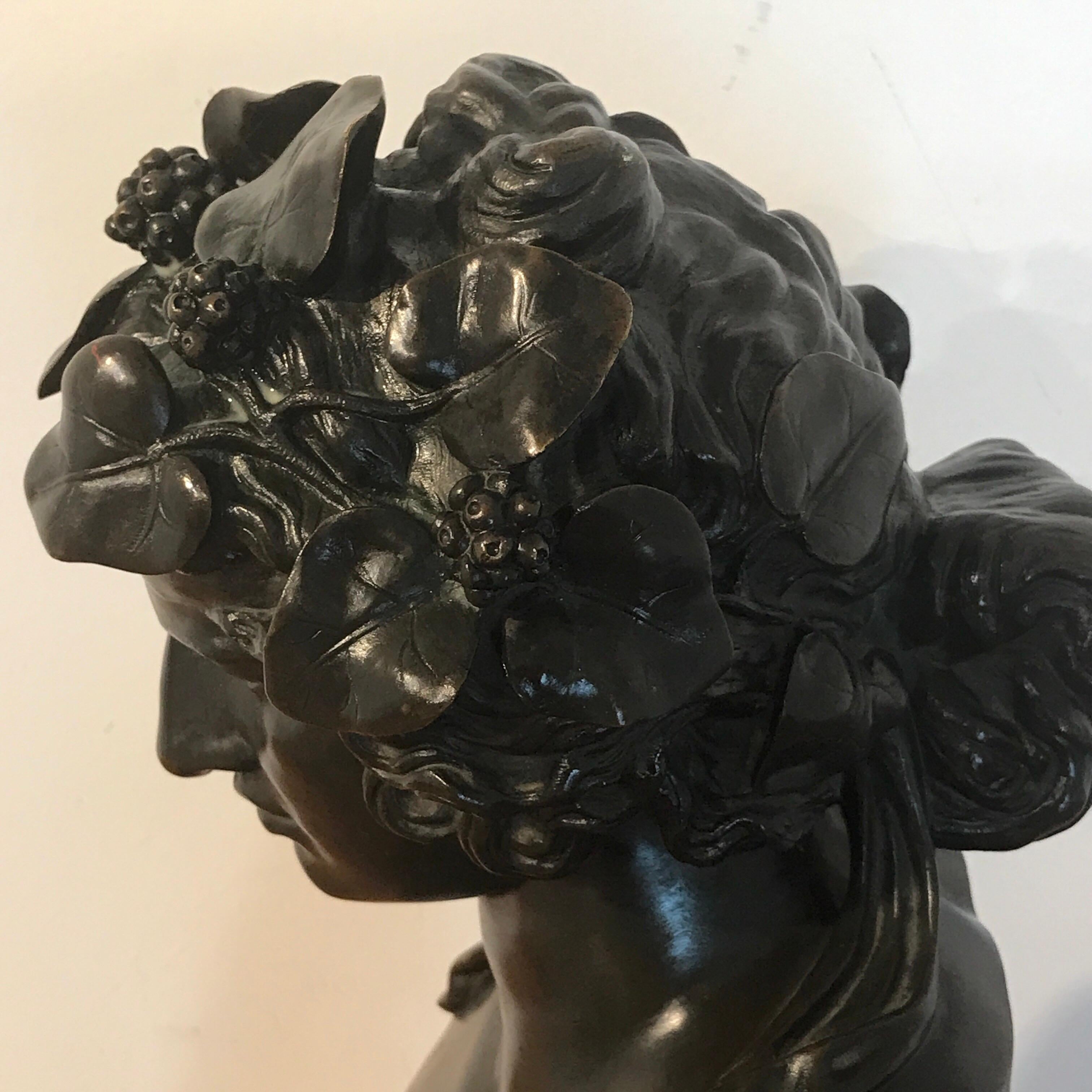 Bronze Bust of Young Bacchus, Attributed to F. Barbedienne 3