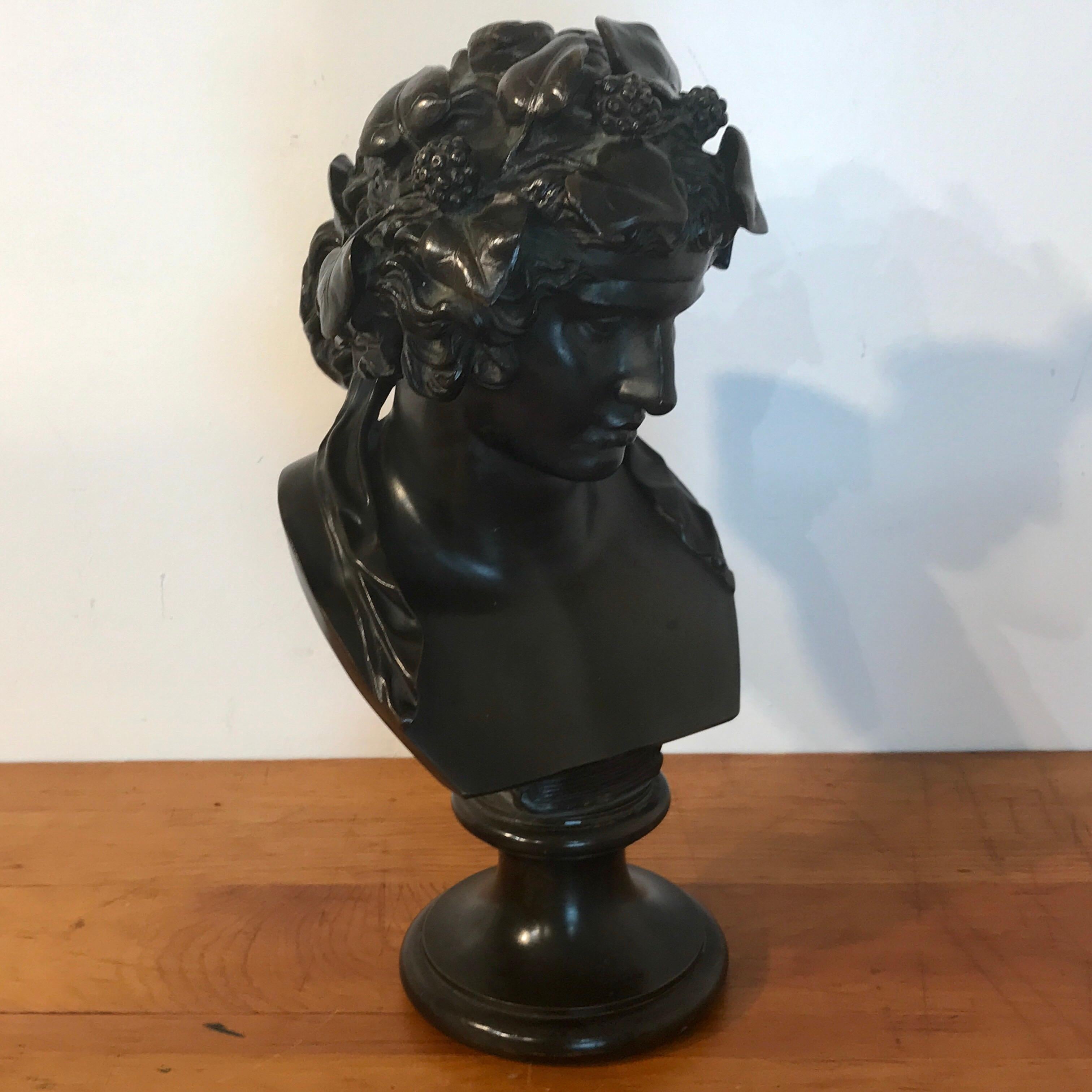 French Bronze Bust of Young Bacchus, Attributed to F. Barbedienne