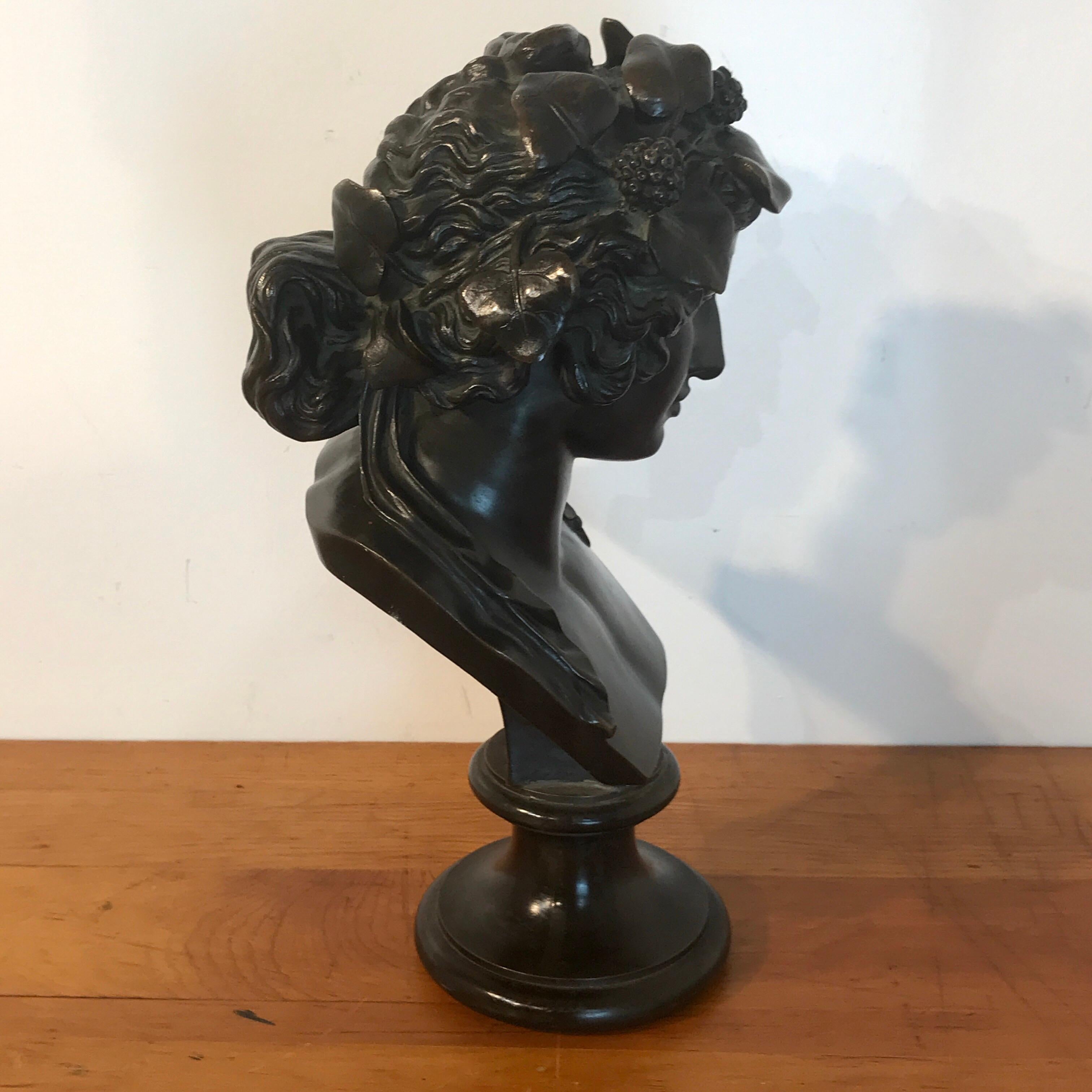Bronze Bust of Young Bacchus, Attributed to F. Barbedienne In Good Condition In West Palm Beach, FL