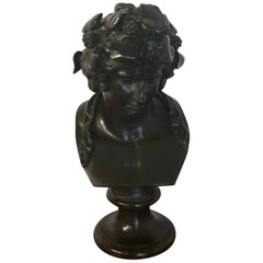 Bronze Bust of Young Bacchus, Attributed to F. Barbedienne