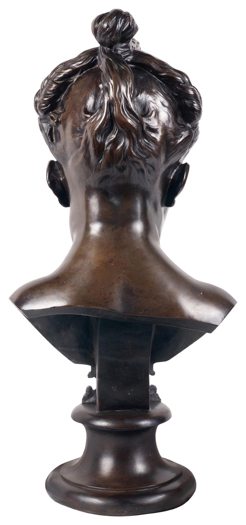 Patinated Bronze Bust of Young Girl, 19th Century For Sale