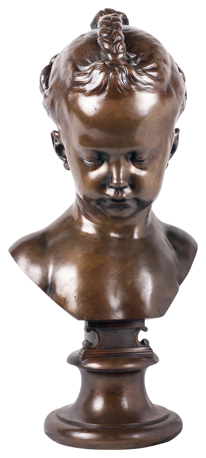 Bronze Buste en bronze d'une jeune fille, 19ème siècle en vente