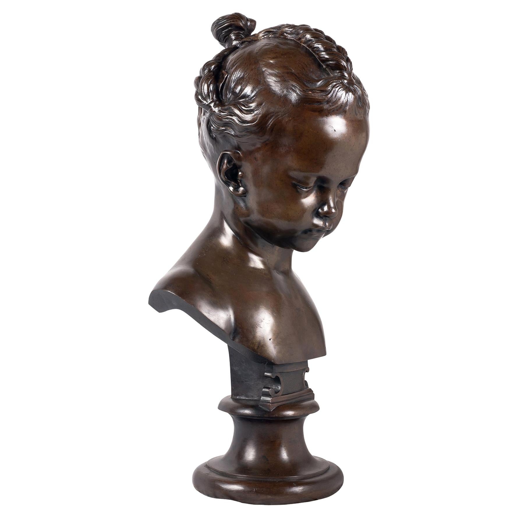 Bronze Bust of Young Girl, 19th Century For Sale