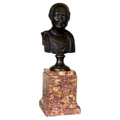 Bronze bust on a brocatelle marble pedestal, 18th century