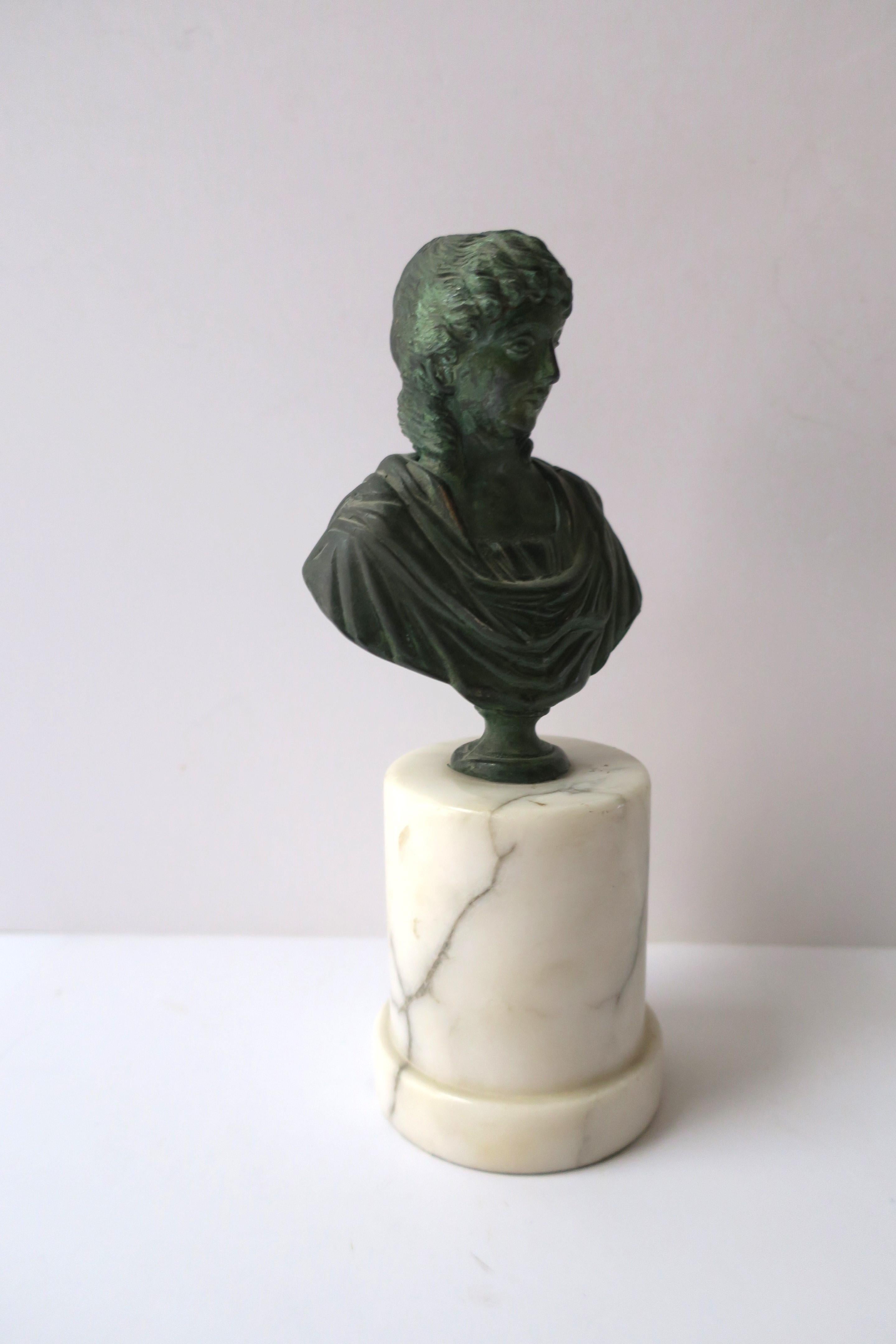 Bronze Bust on Marble Base For Sale 5